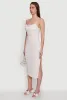 Haute Monde Mesh Overlay Side Slit Bustier Dress sold by Rainbow