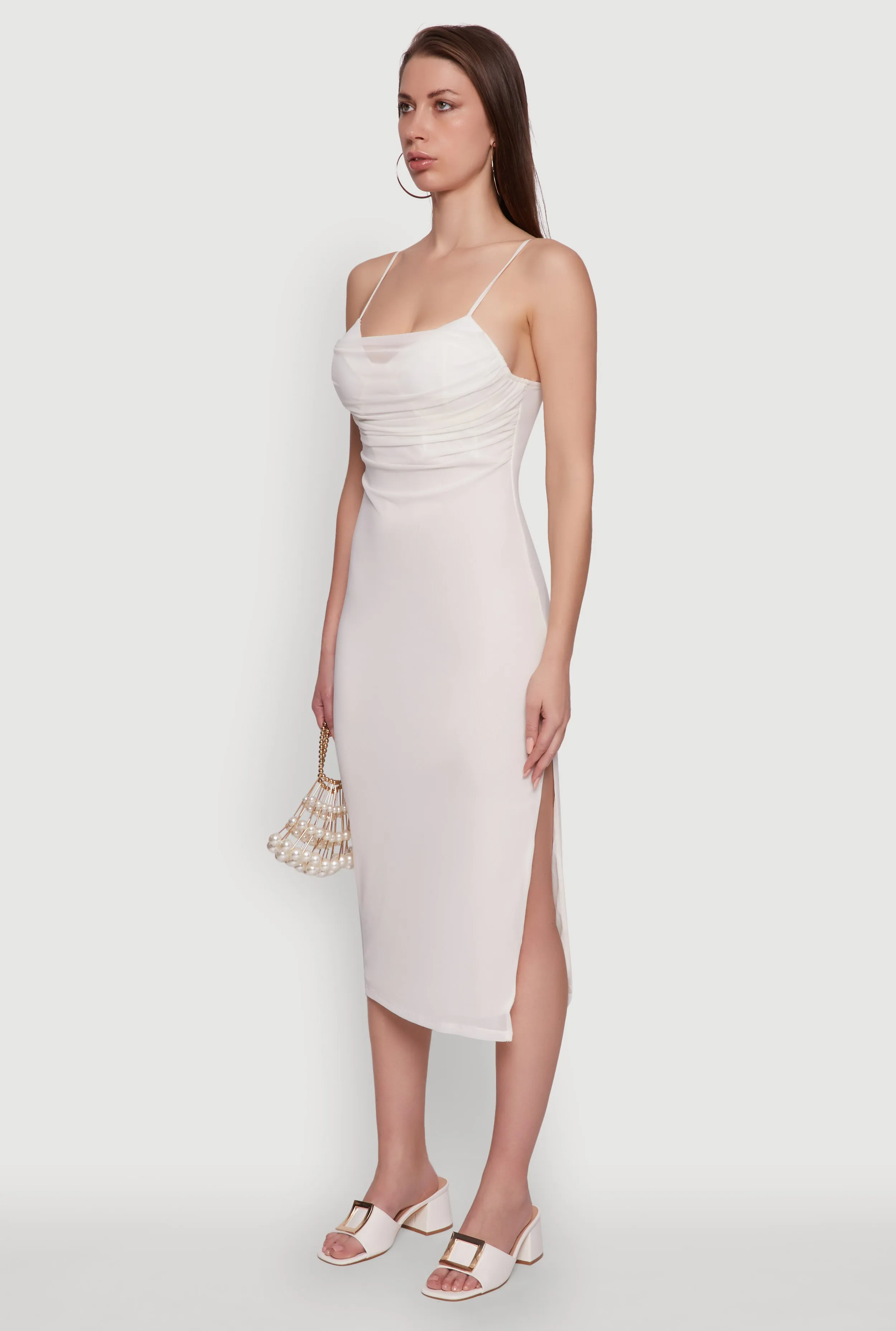 Haute Monde Mesh Overlay Side Slit Bustier Dress sold by Rainbow product image thumbnail 3