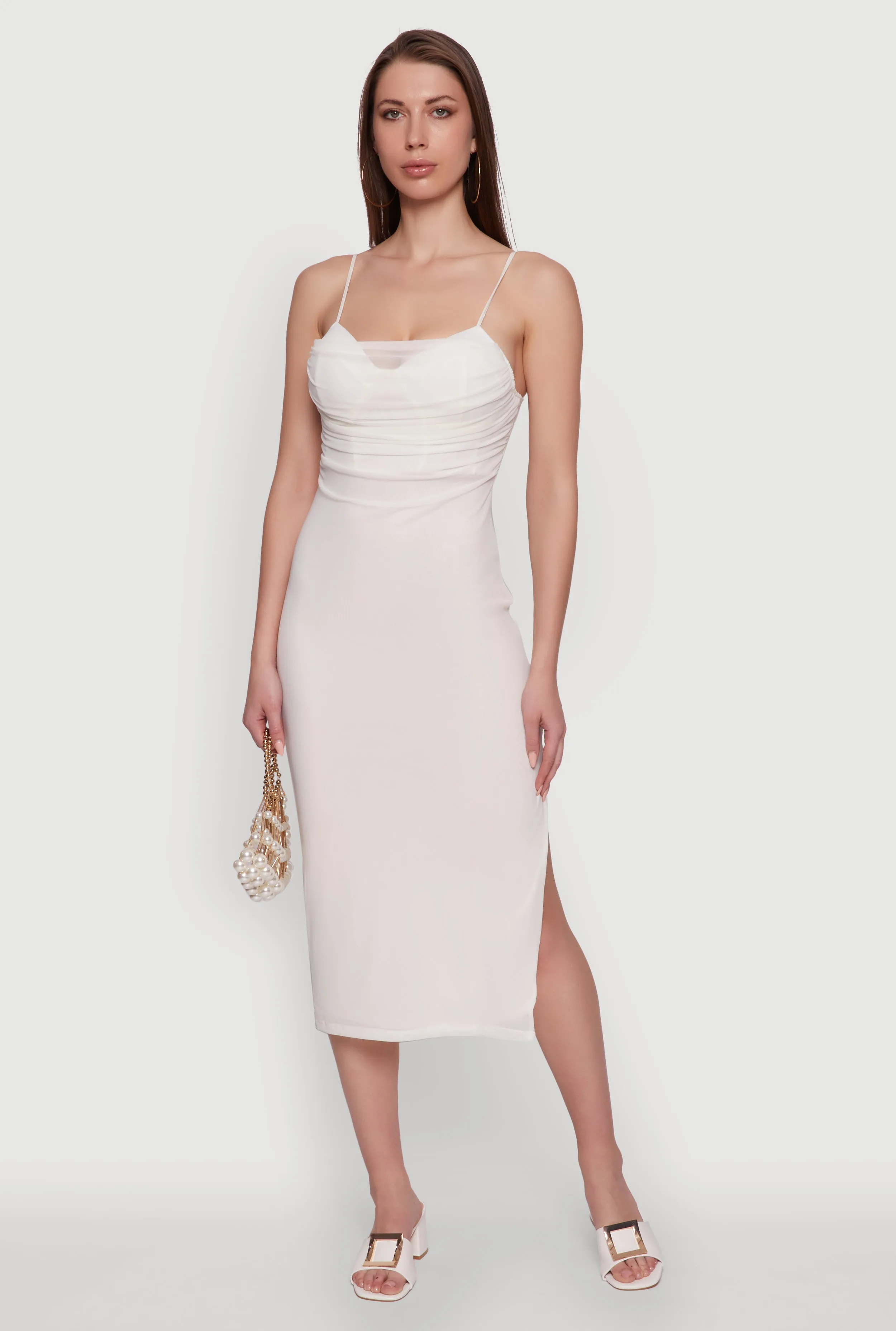 Haute Monde Mesh Overlay Side Slit Bustier Dress sold by Rainbow product image thumbnail 2