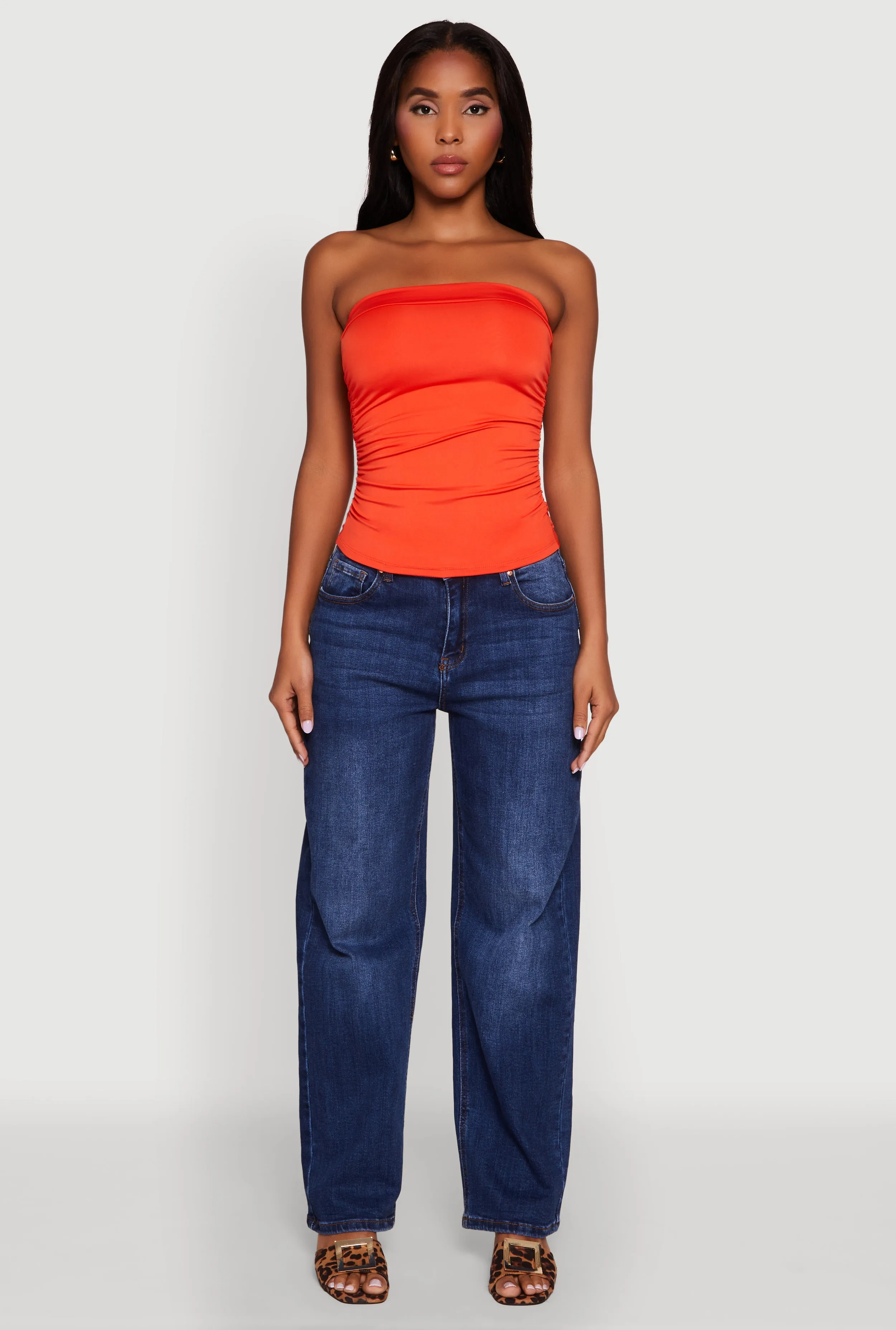 Trendy Side Ruched Tube Top sold by Rainbow