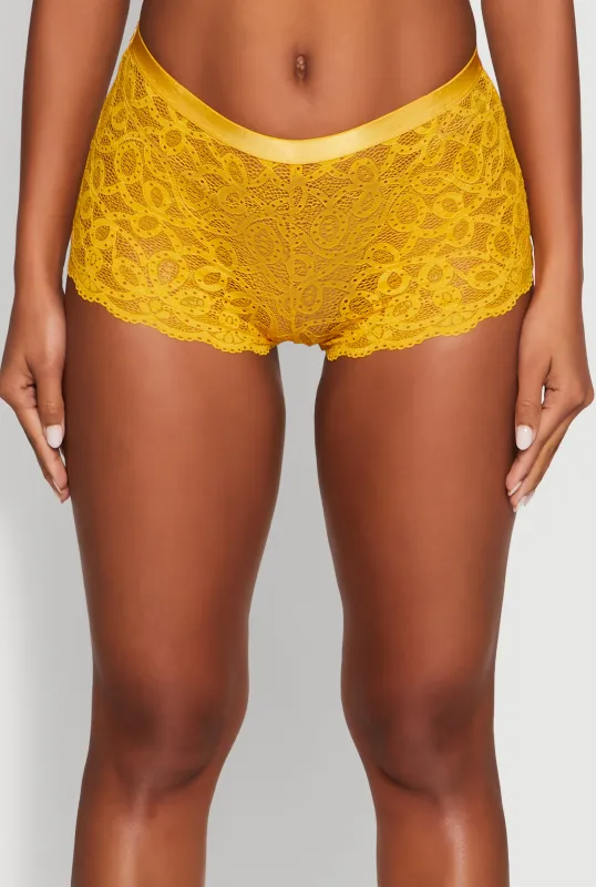 Geometric Lace Boyshort Panties sold by Rainbow
