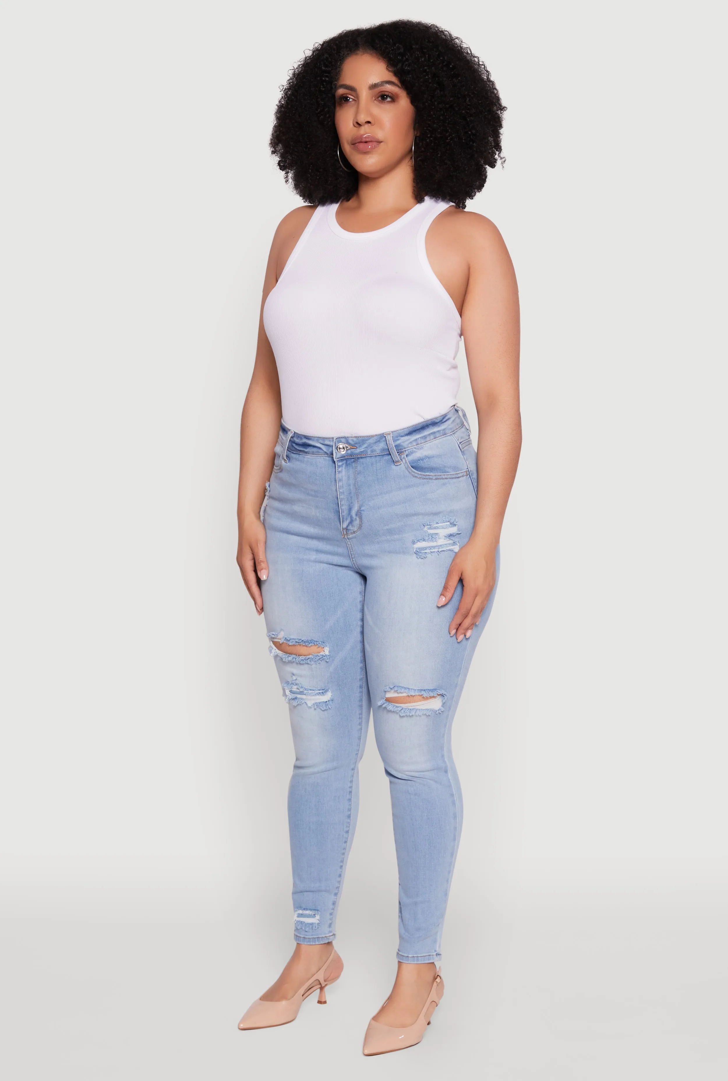 Plus Size WAX Distressed High Waisted Skinny Leg Jeans sold by Rainbow product image thumbnail 3