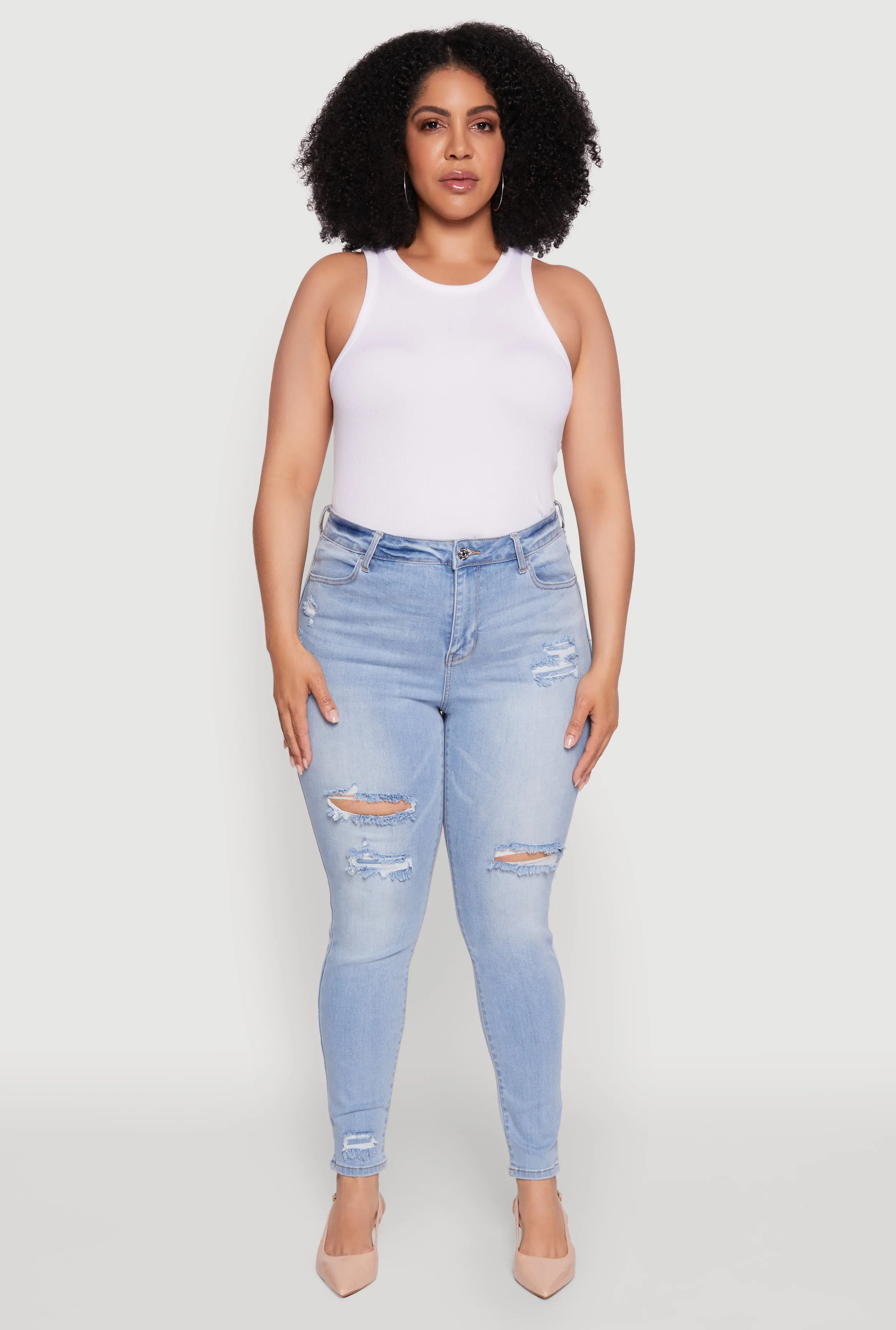 Plus Size WAX Distressed High Waisted Skinny Leg Jeans sold by Rainbow product image thumbnail 2