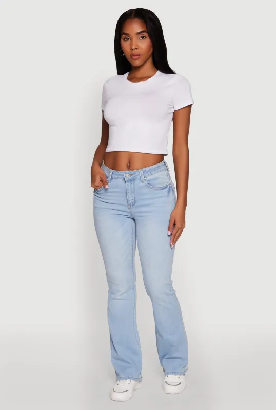 WAX Stretch Flap Pocket Mid Rise Bootcut Jeans sold by Rainbow