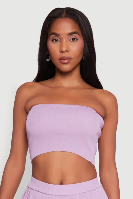 Daisy Rib Knit Cropped Tube Top sold by Rainbow
