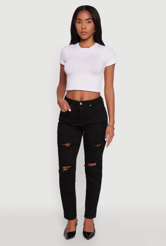 WAX Distressed Stretch Slim Leg Jeans sold by Rainbow