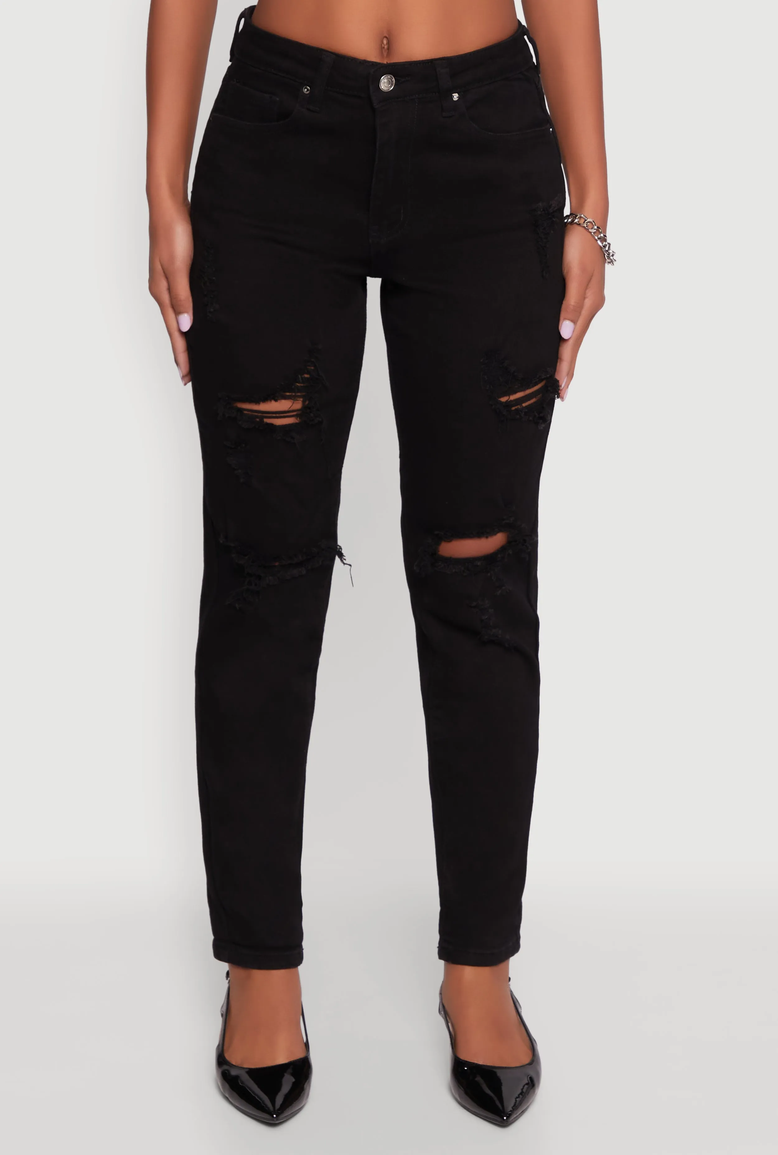 WAX Distressed Stretch Slim Leg Jeans sold by Rainbow product image thumbnail 5