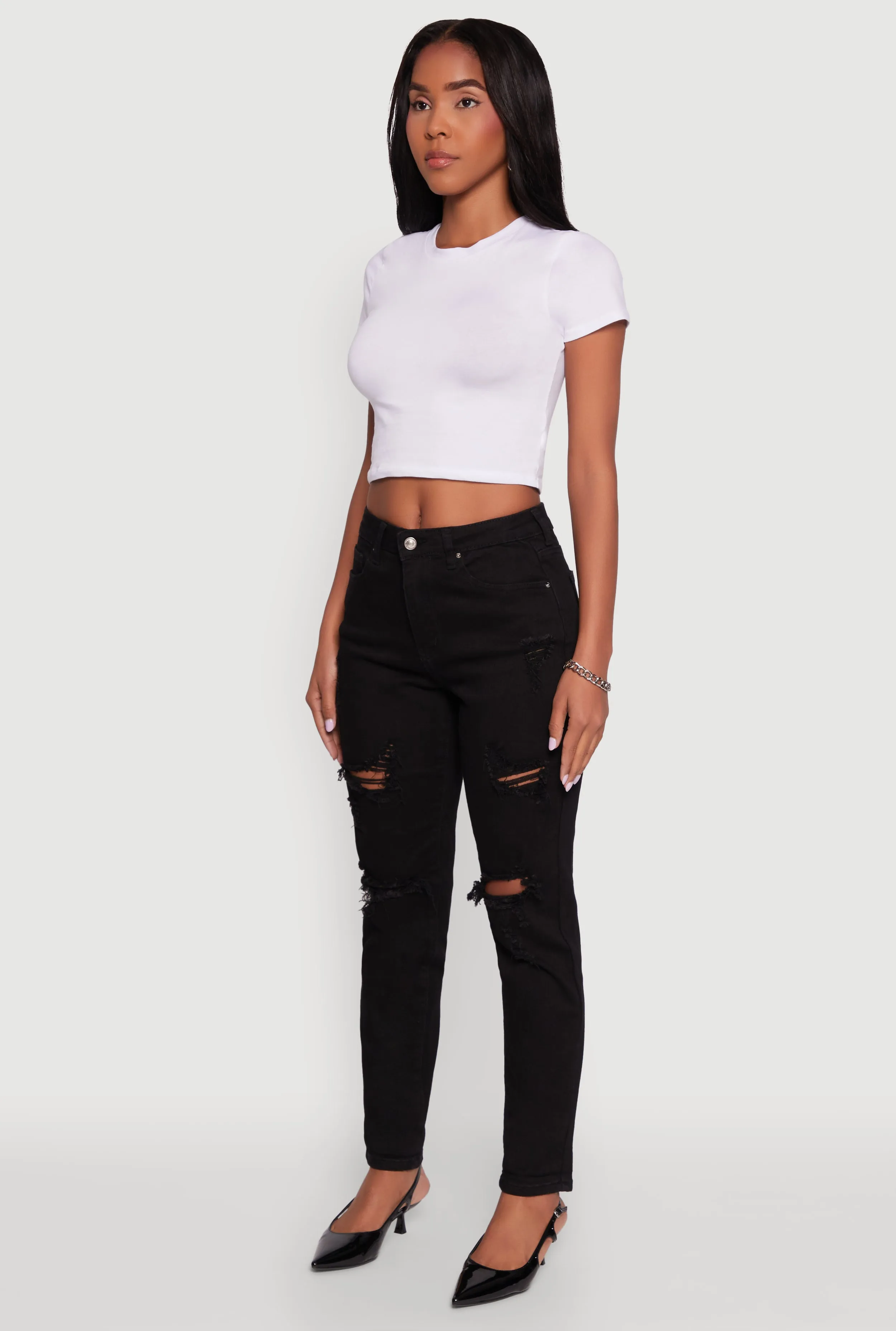 WAX Distressed Stretch Slim Leg Jeans sold by Rainbow product image thumbnail 3