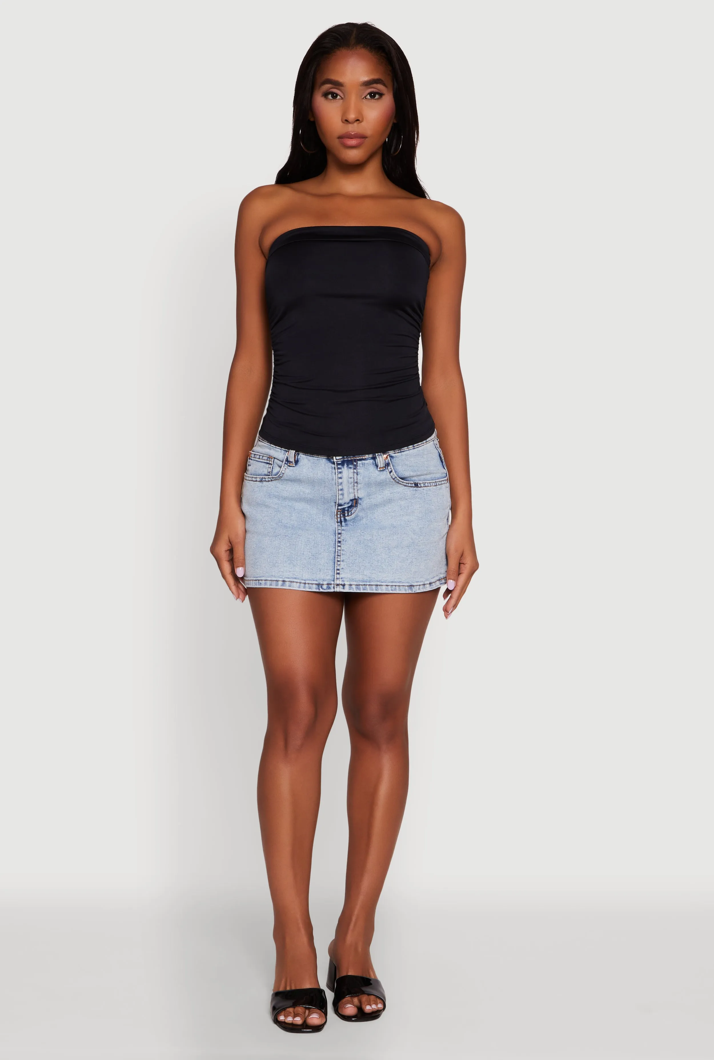 Trendy Side Ruched Tube Top sold by Rainbow