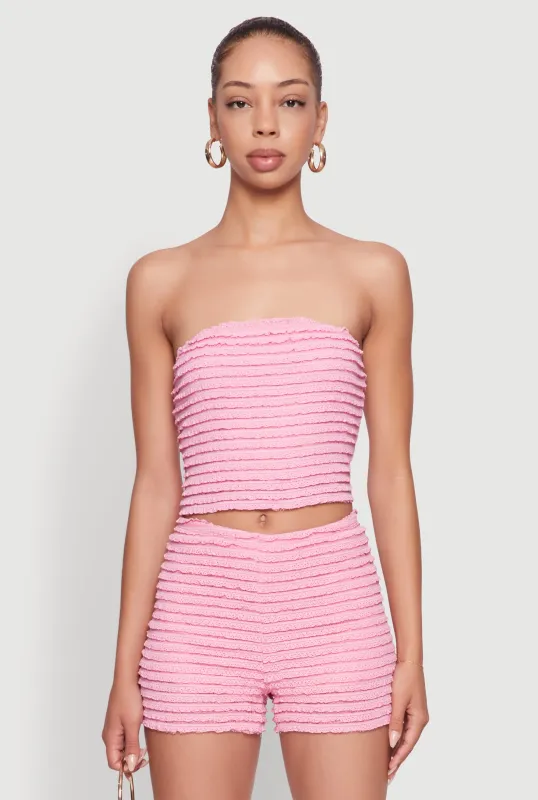 Haute Monde Tiered Lace Cropped Tube Top sold by Rainbow