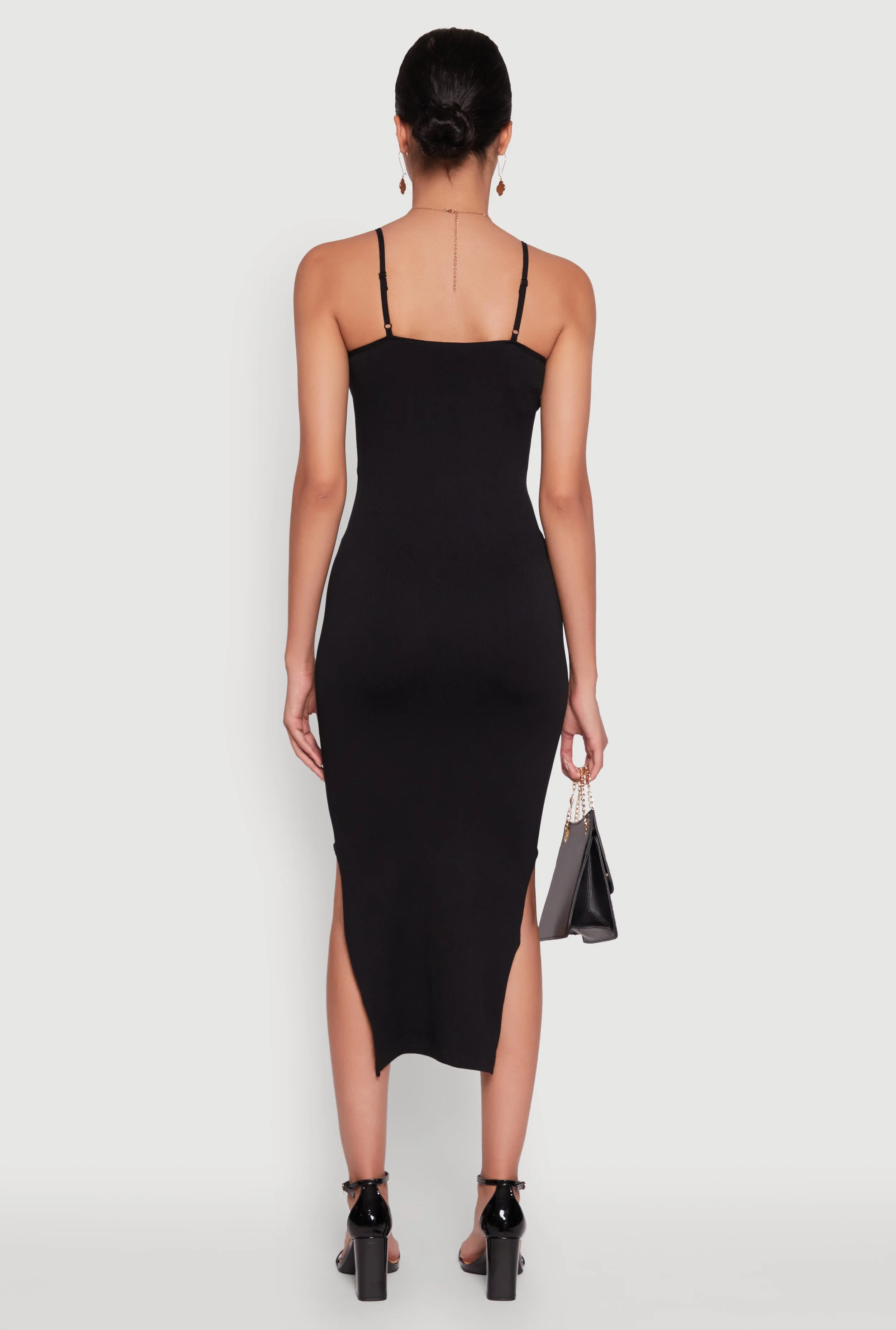 Trendy Ribbed Knit Side Slit Midi Dress sold by Rainbow product image thumbnail 5