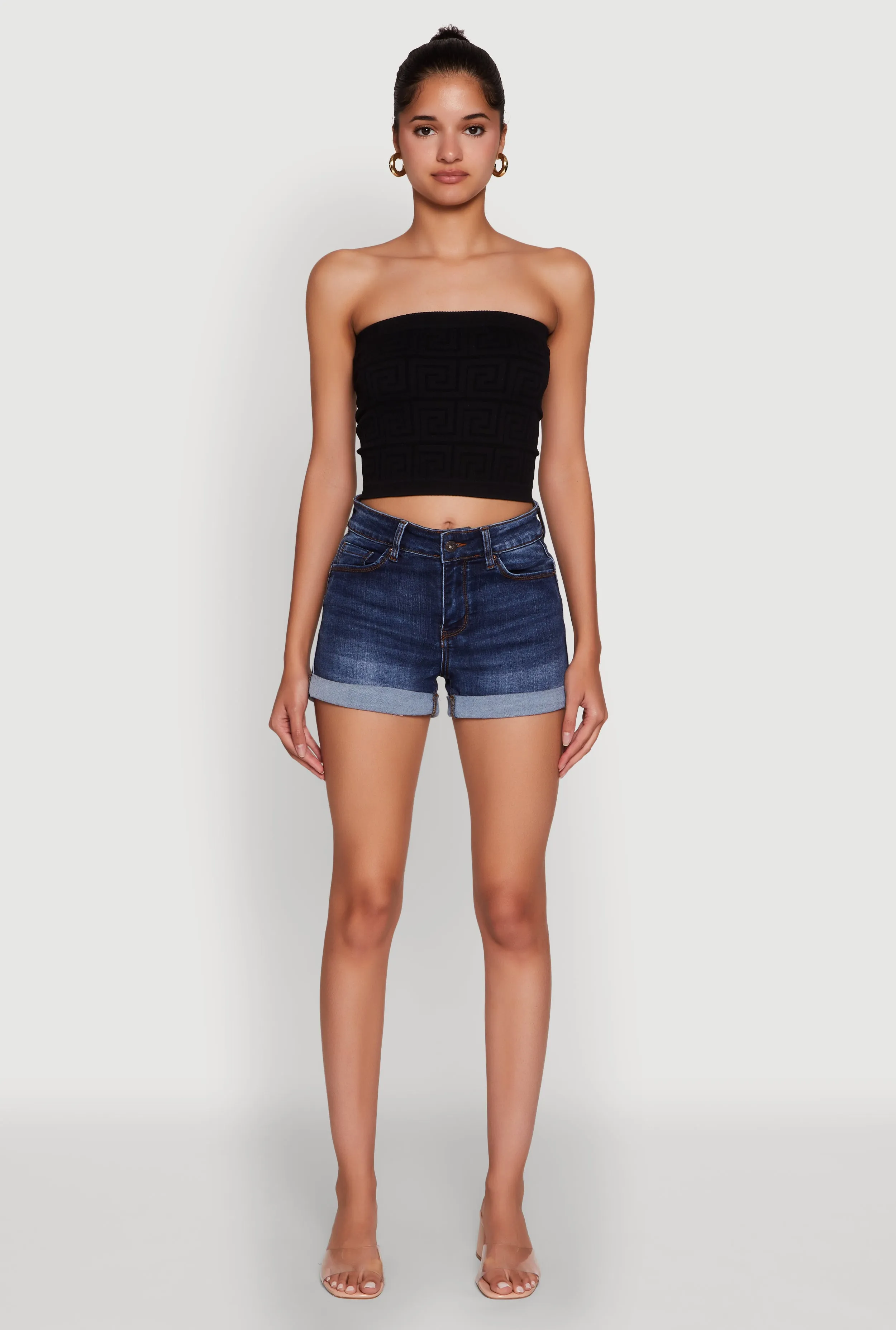 Trendy Greek Key Rib Knit Cropped Tube Top sold by Rainbow product image thumbnail 3