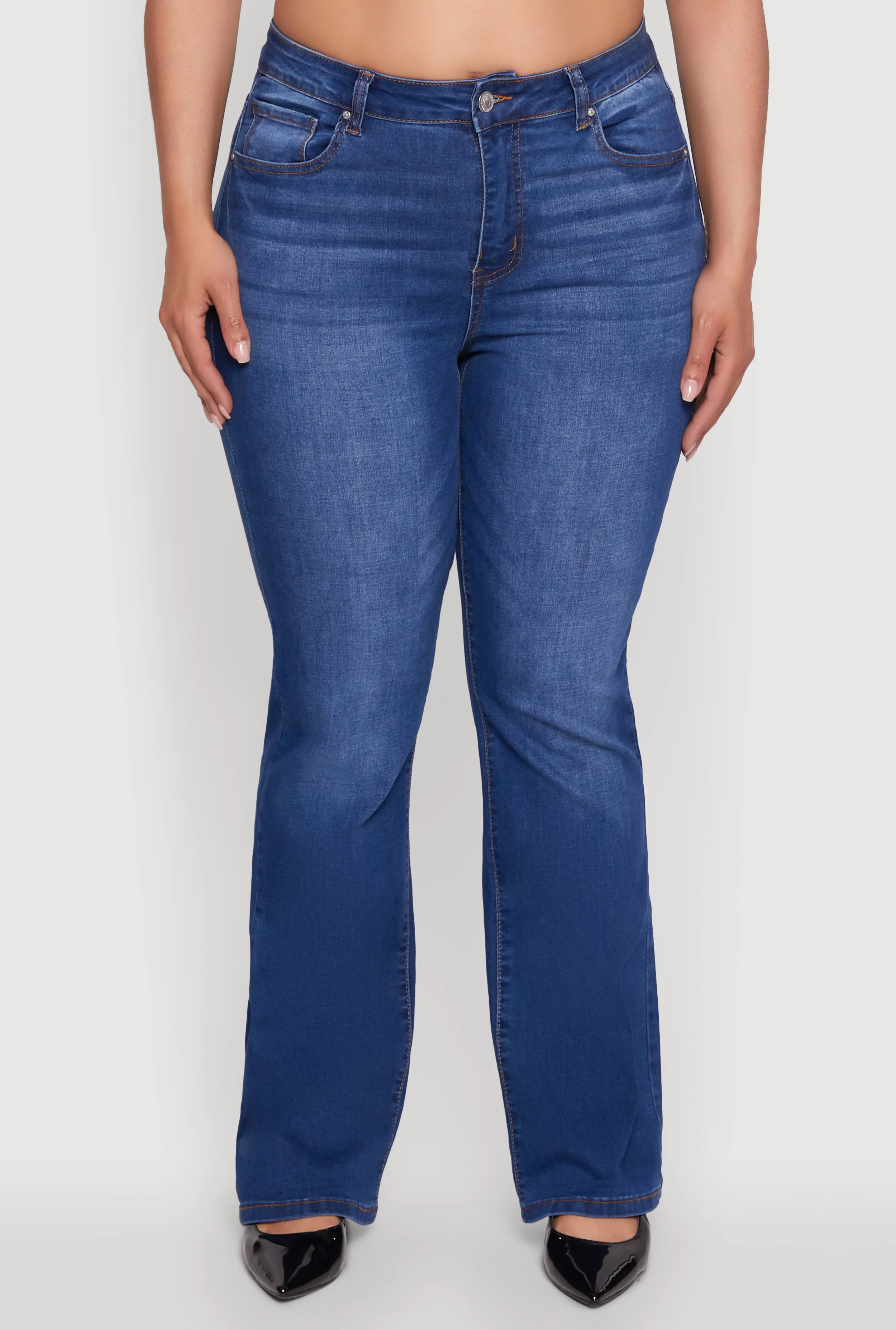 Plus Size WAX High Waisted Whiskered Slim Flared Leg Jeans sold by Rainbow product image thumbnail 5