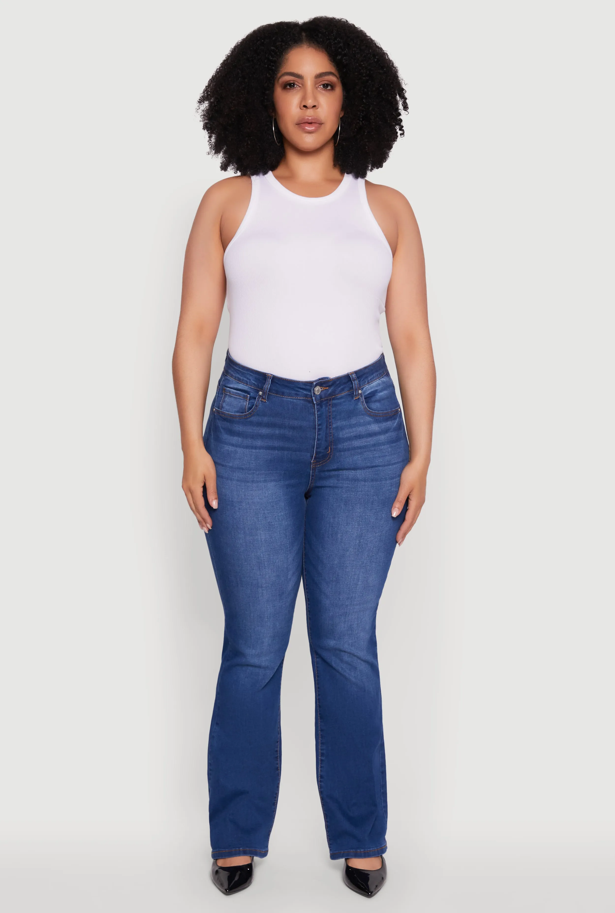 Plus Size WAX High Waisted Whiskered Slim Flared Leg Jeans sold by Rainbow product image thumbnail 2