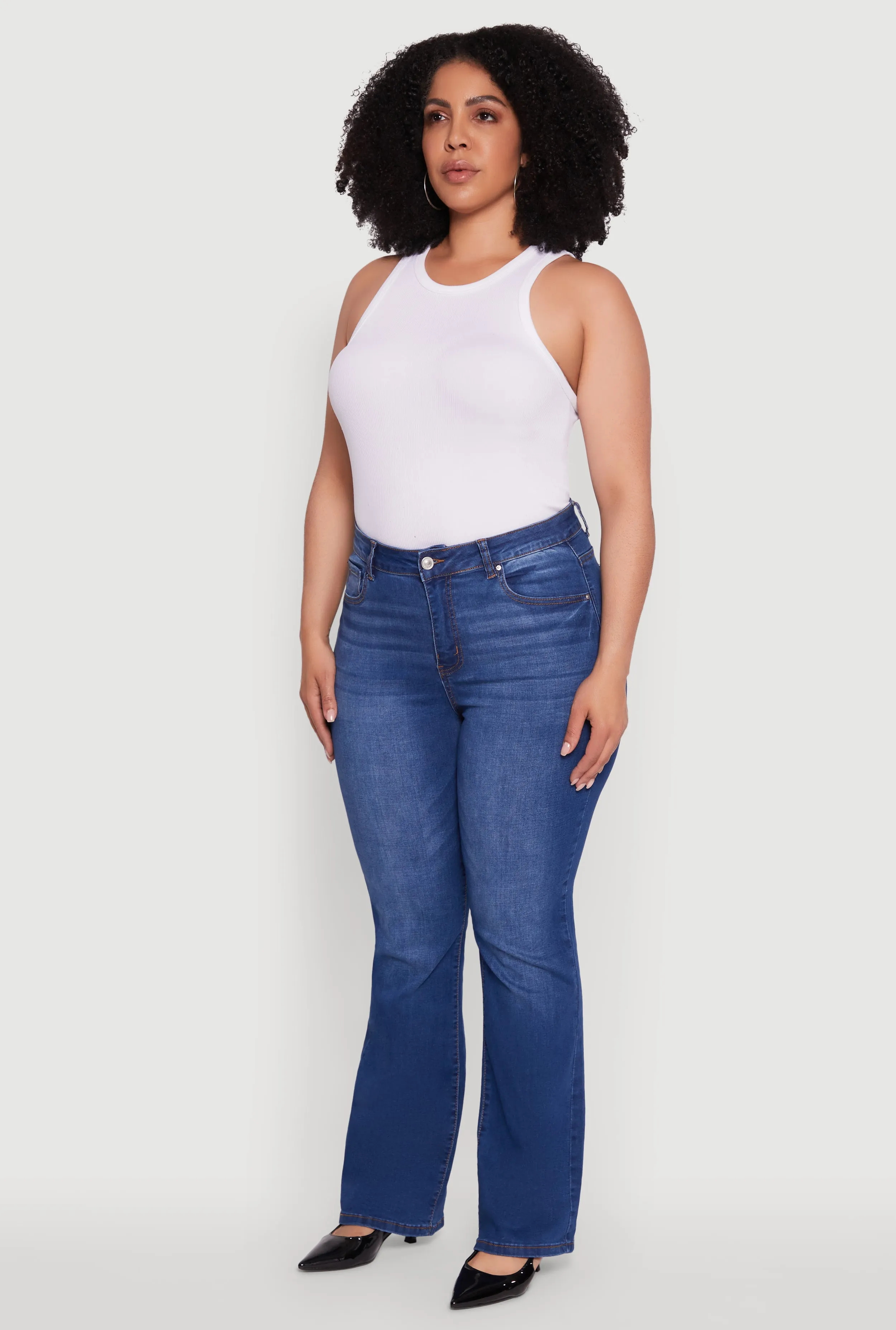 Plus Size WAX High Waisted Whiskered Slim Flared Leg Jeans sold by Rainbow product image thumbnail 3