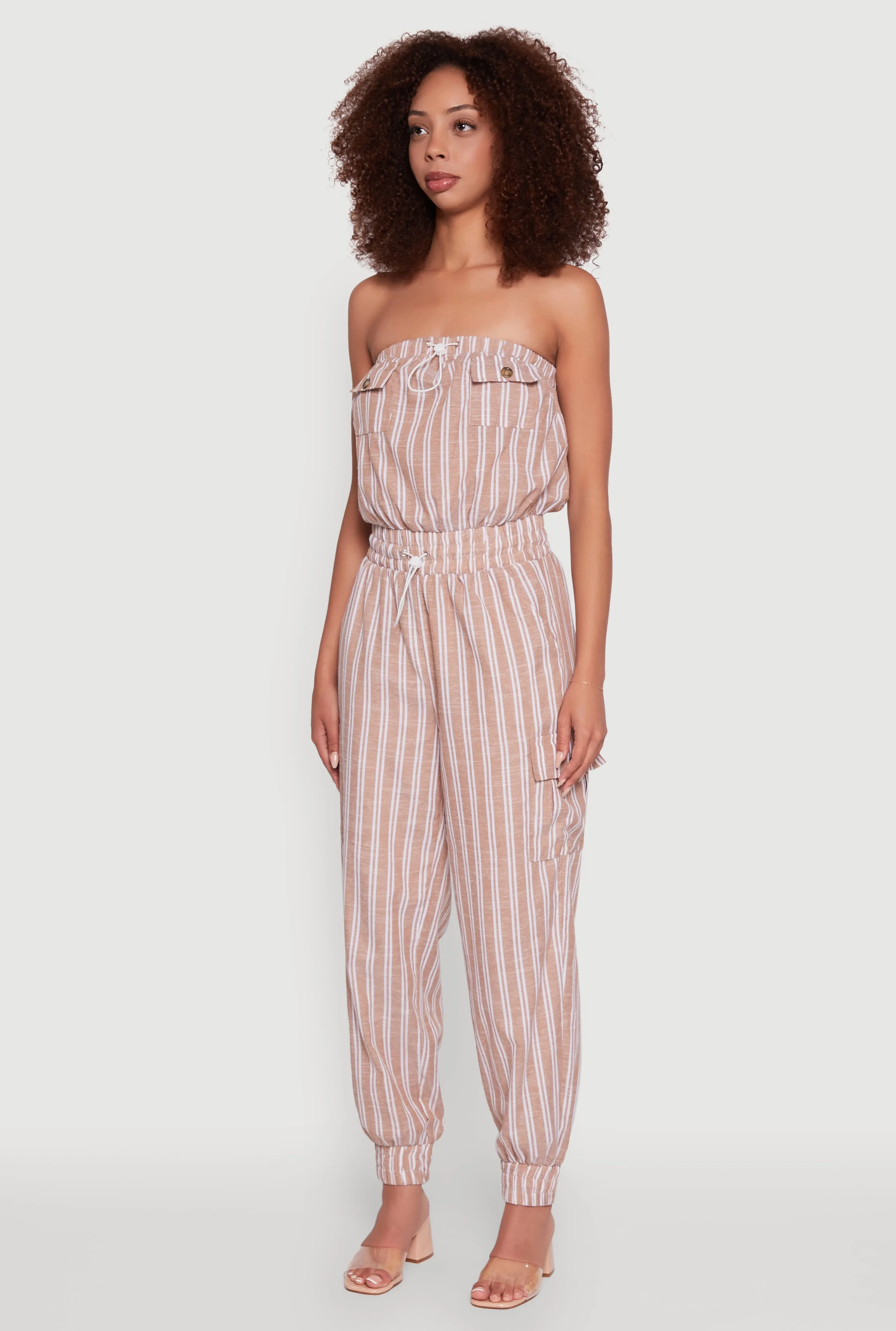 Stylish Striped Utility Jumpsuit with Drawstring Waist sold by Rainbow product image thumbnail 3