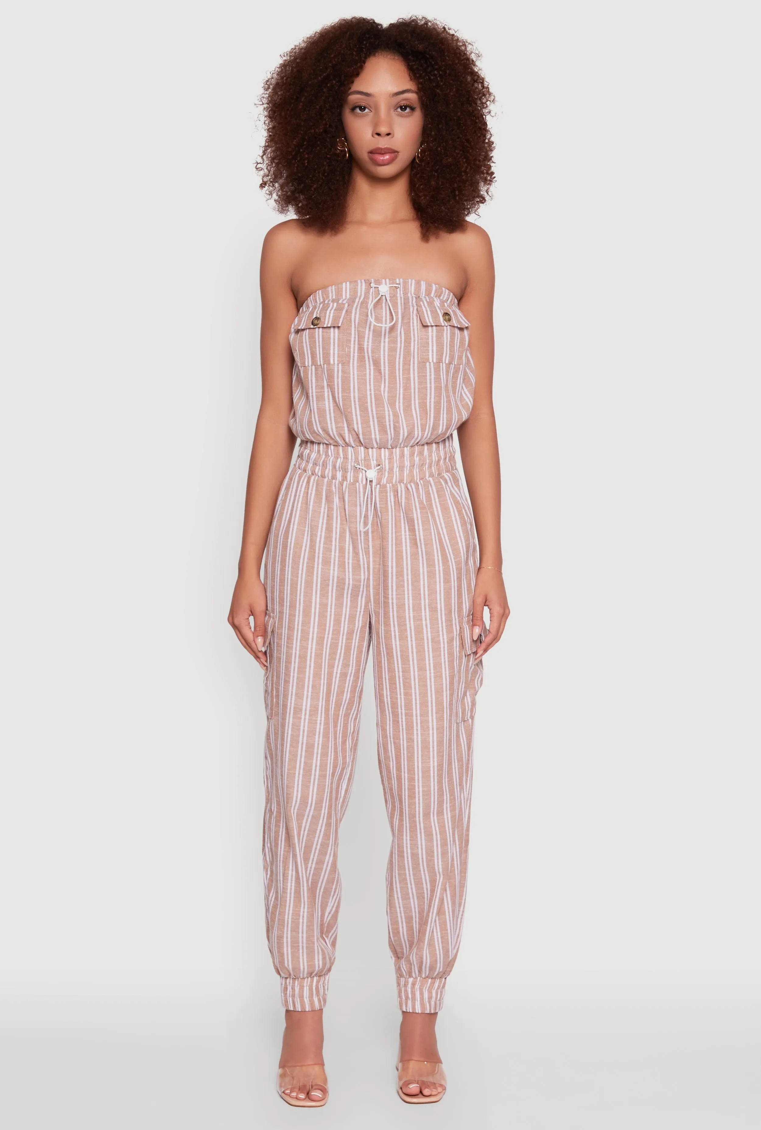 Stylish Striped Utility Jumpsuit with Drawstring Waist sold by Rainbow product image thumbnail 2