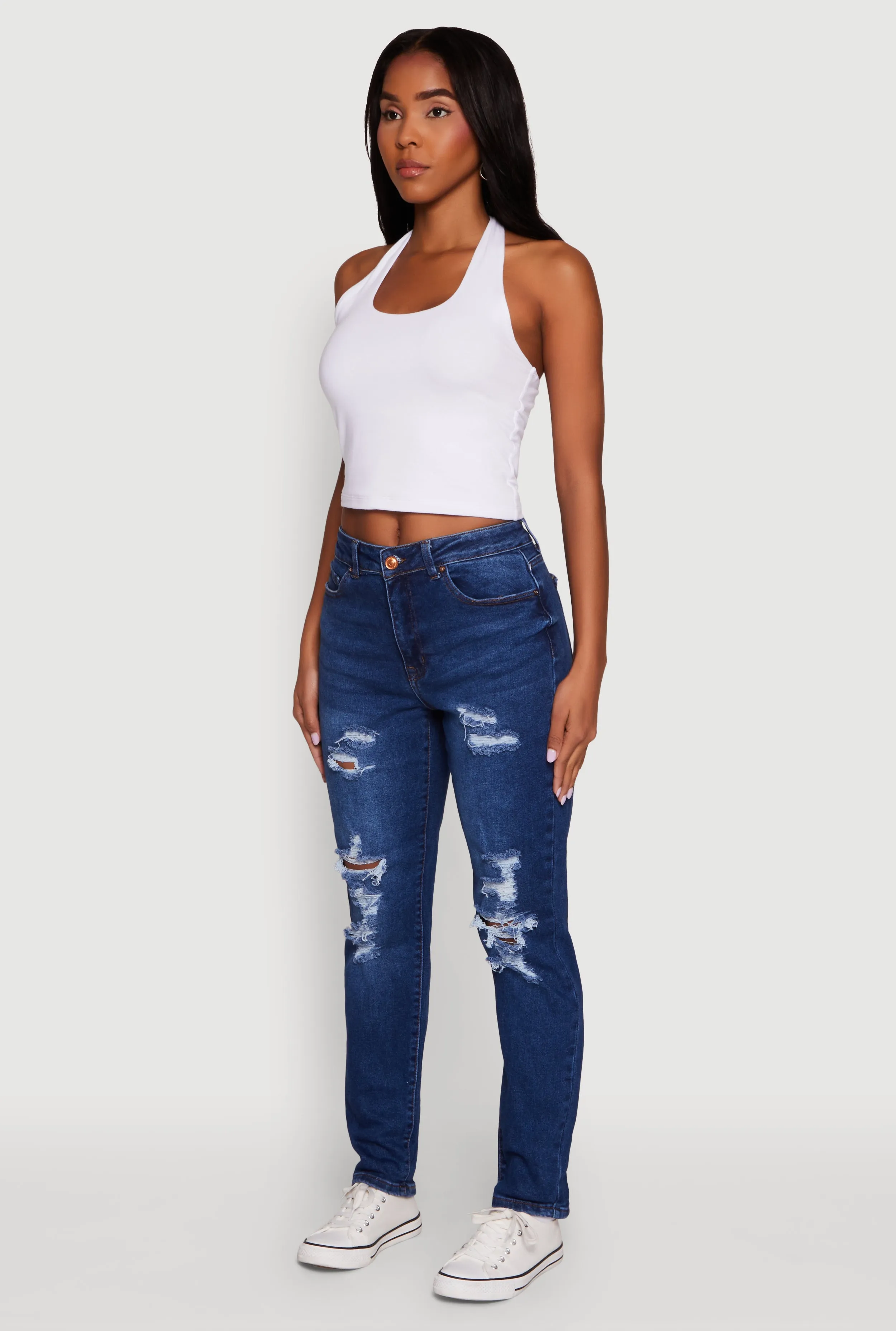 WAX Mid Rise Boyfriend Cut Distressed Jeans sold by Rainbow product image thumbnail 3