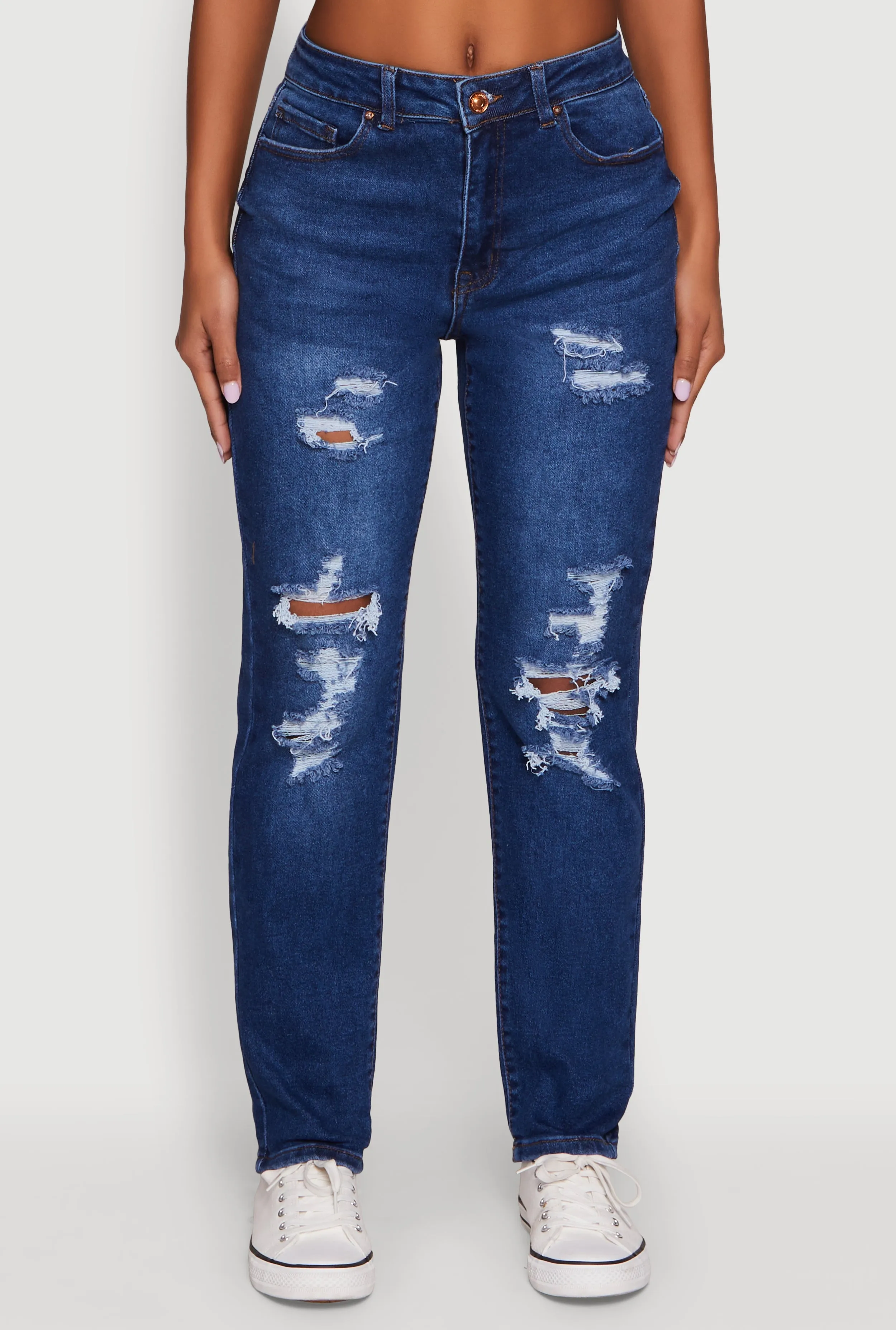 WAX Mid Rise Boyfriend Cut Distressed Jeans sold by Rainbow product image thumbnail 5