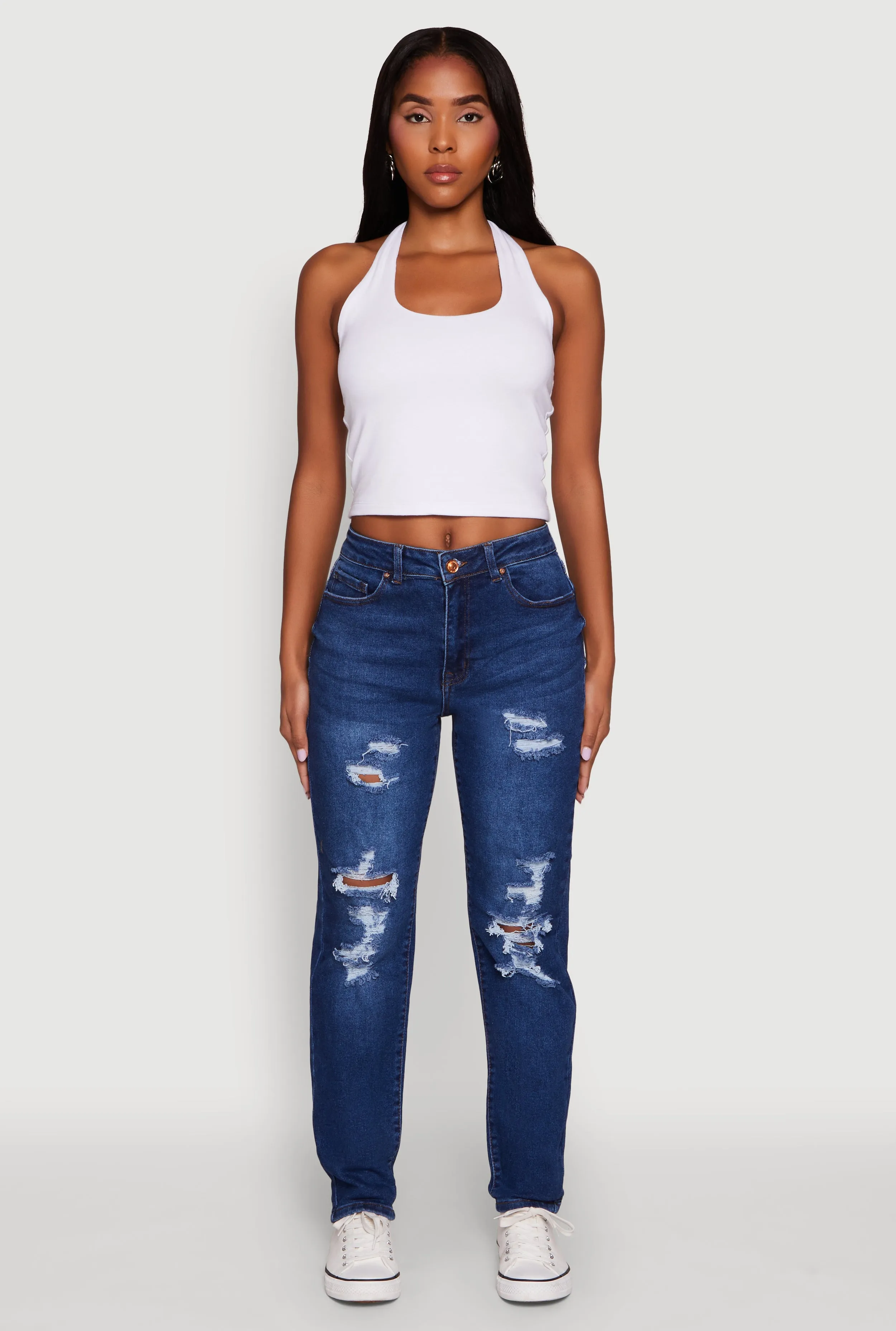 WAX Mid Rise Boyfriend Cut Distressed Jeans sold by Rainbow product image thumbnail 2
