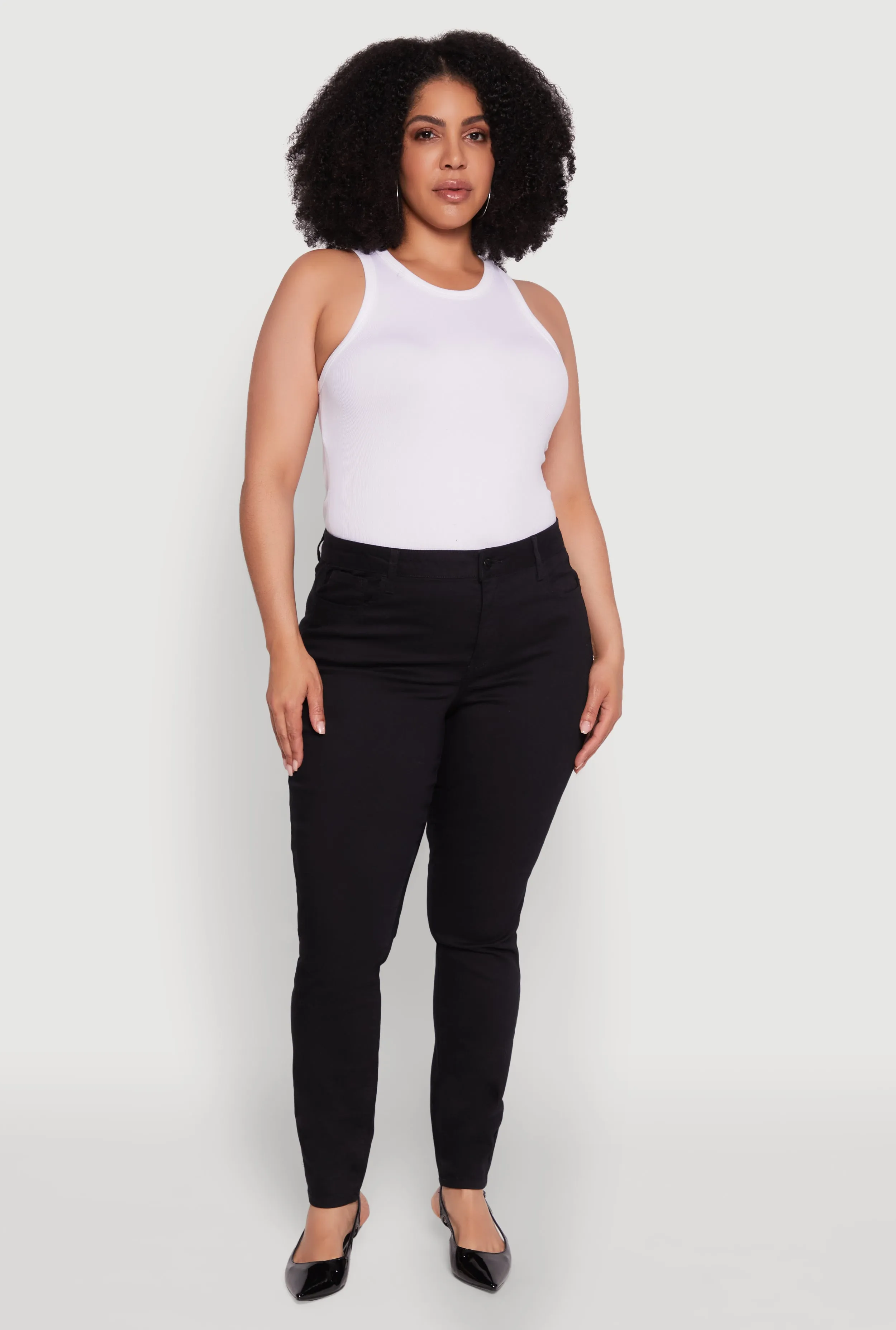 Plus Size WAX Twill High Waisted Skinny Leg Pants sold by Rainbow