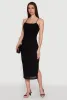 Haute Monde Mesh Overlay Side Slit Bustier Dress sold by Rainbow