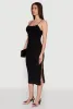 Haute Monde Mesh Overlay Side Slit Bustier Dress sold by Rainbow
