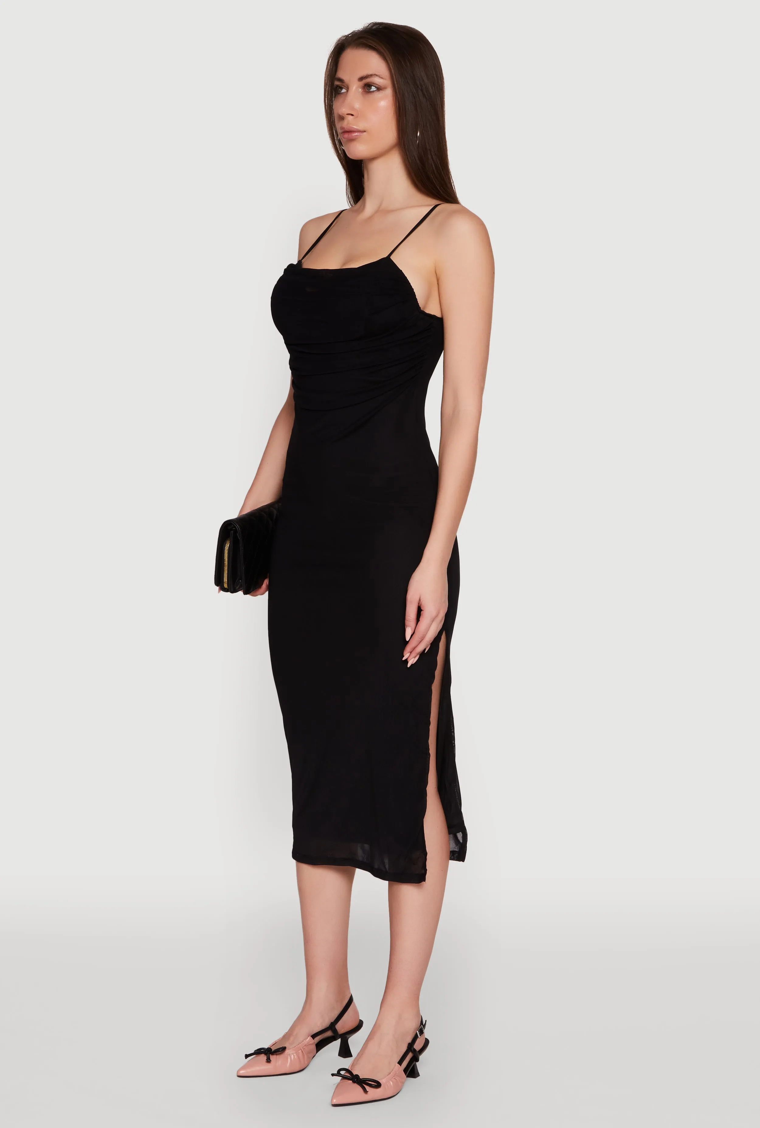 Haute Monde Mesh Overlay Side Slit Bustier Dress sold by Rainbow product image thumbnail 3