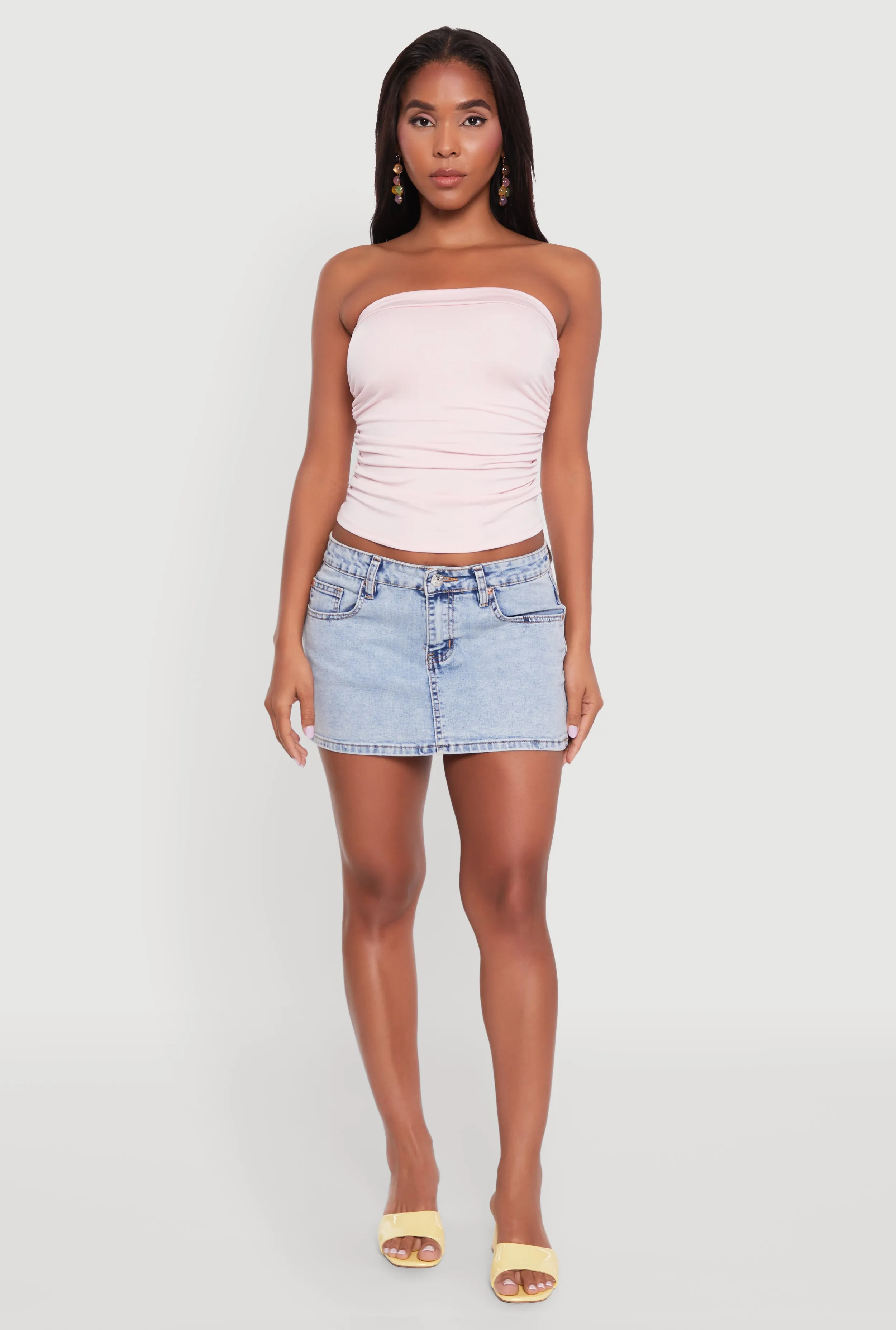 Trendy Side Ruched Tube Top sold by Rainbow