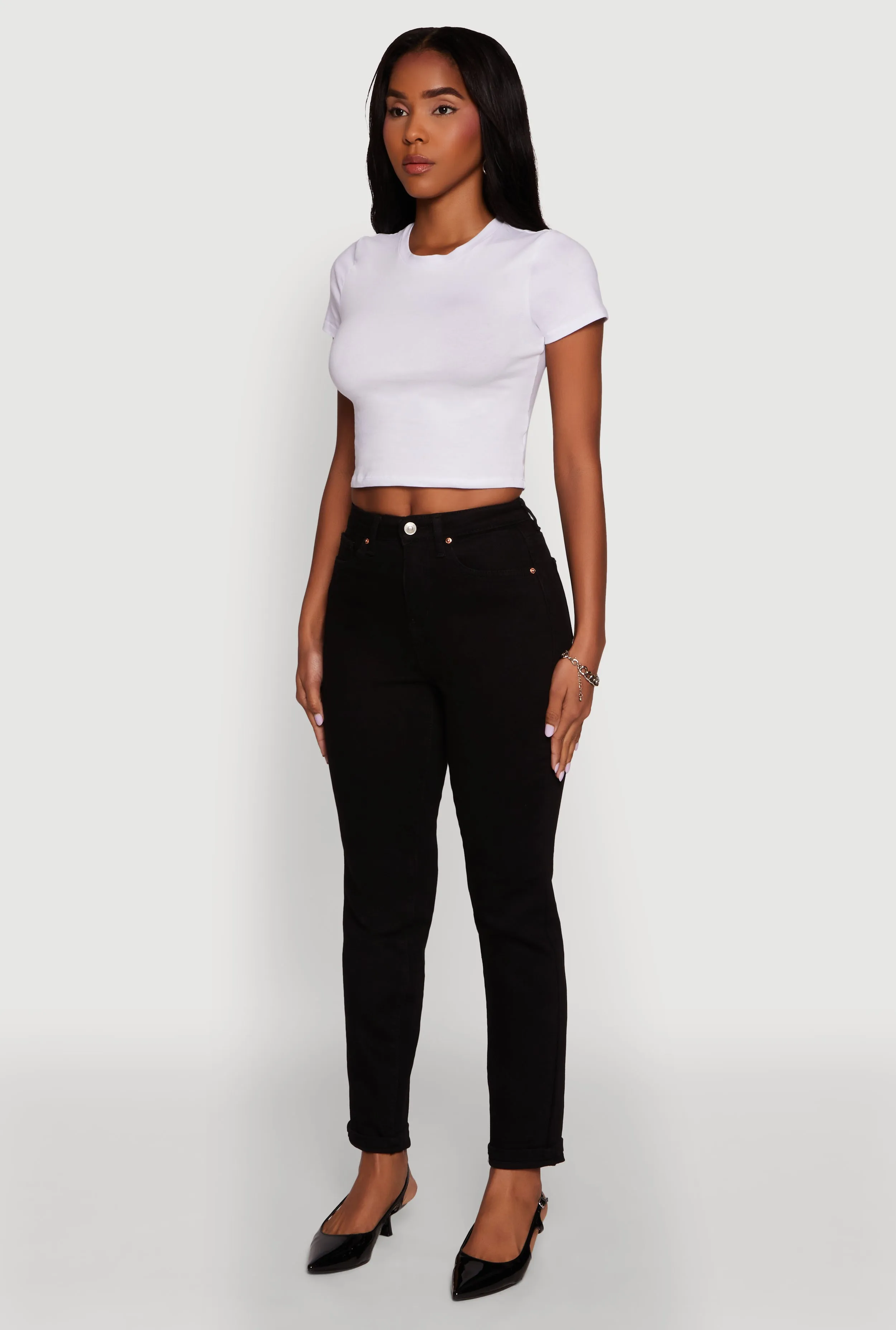 WAX Stretch Rolled Cuff Mid Rise Mom Jeans sold by Rainbow product image thumbnail 3