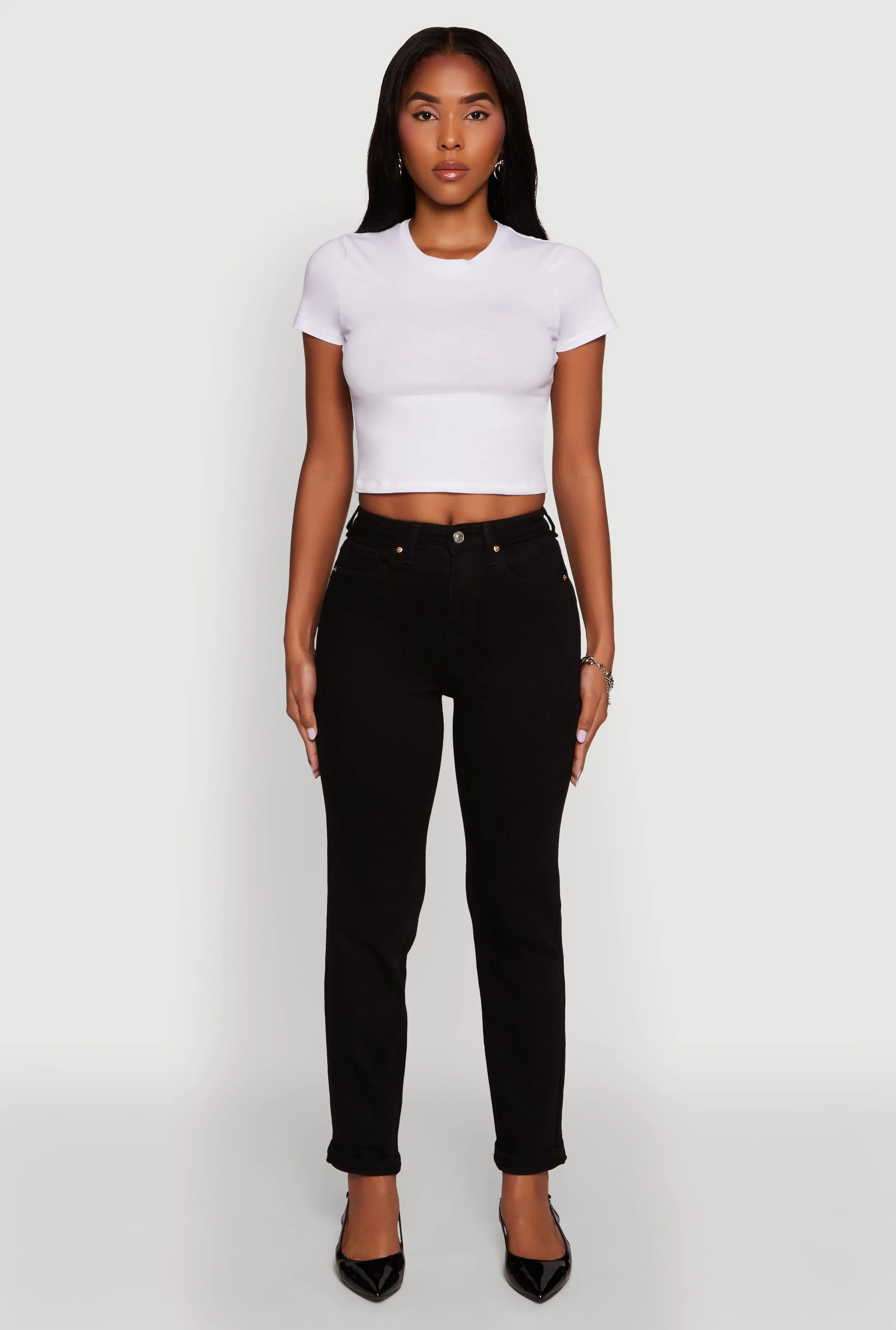 WAX Stretch Rolled Cuff Mid Rise Mom Jeans sold by Rainbow product image thumbnail 2