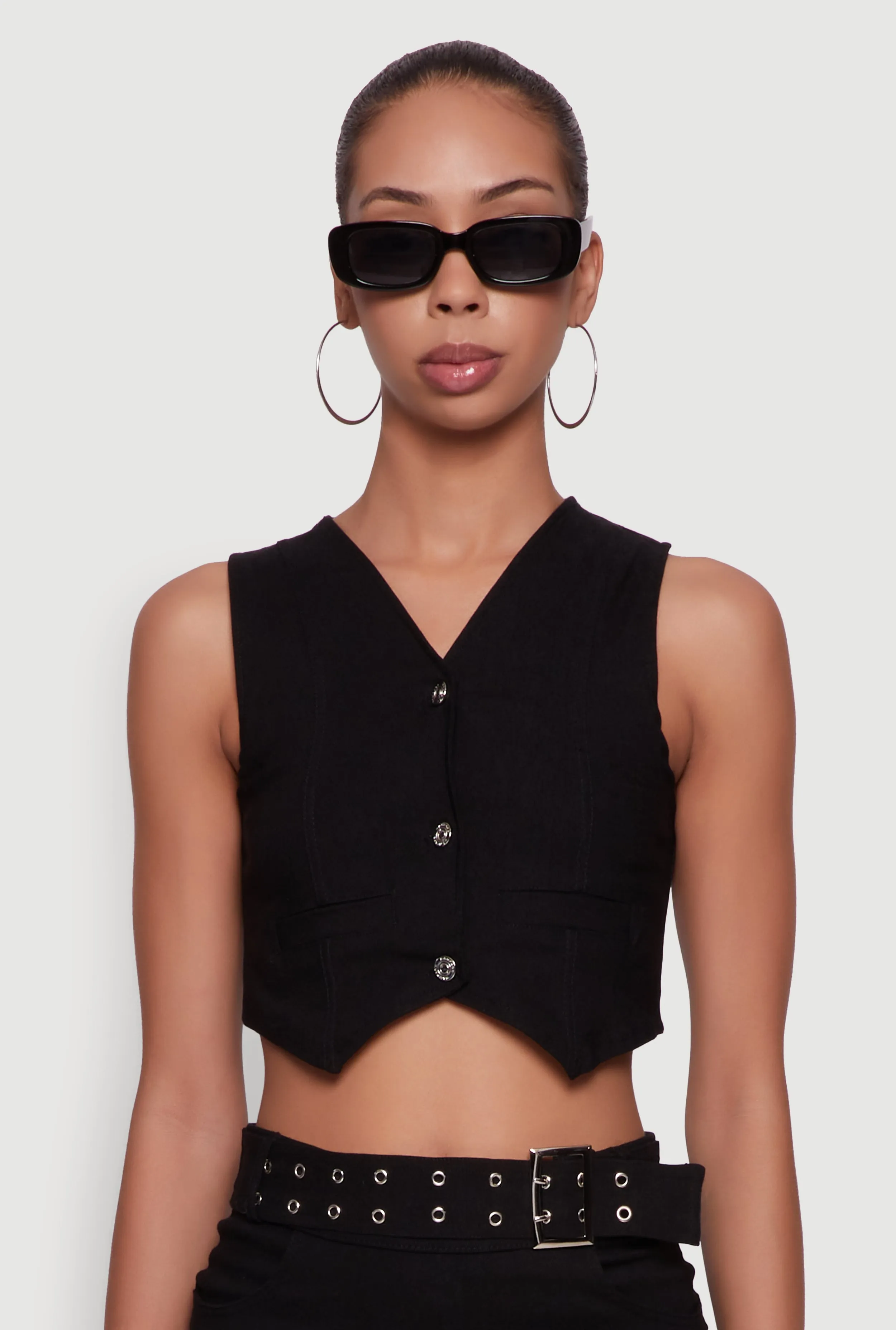 Trendy Hyperstretch V-Neck Cropped Vest sold by Rainbow