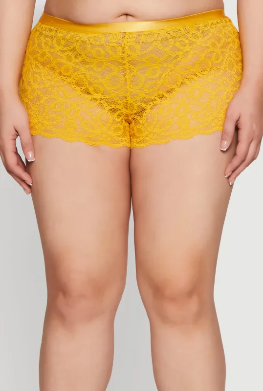 Plus Size Trendy Lace Boyshort Panties sold by Rainbow