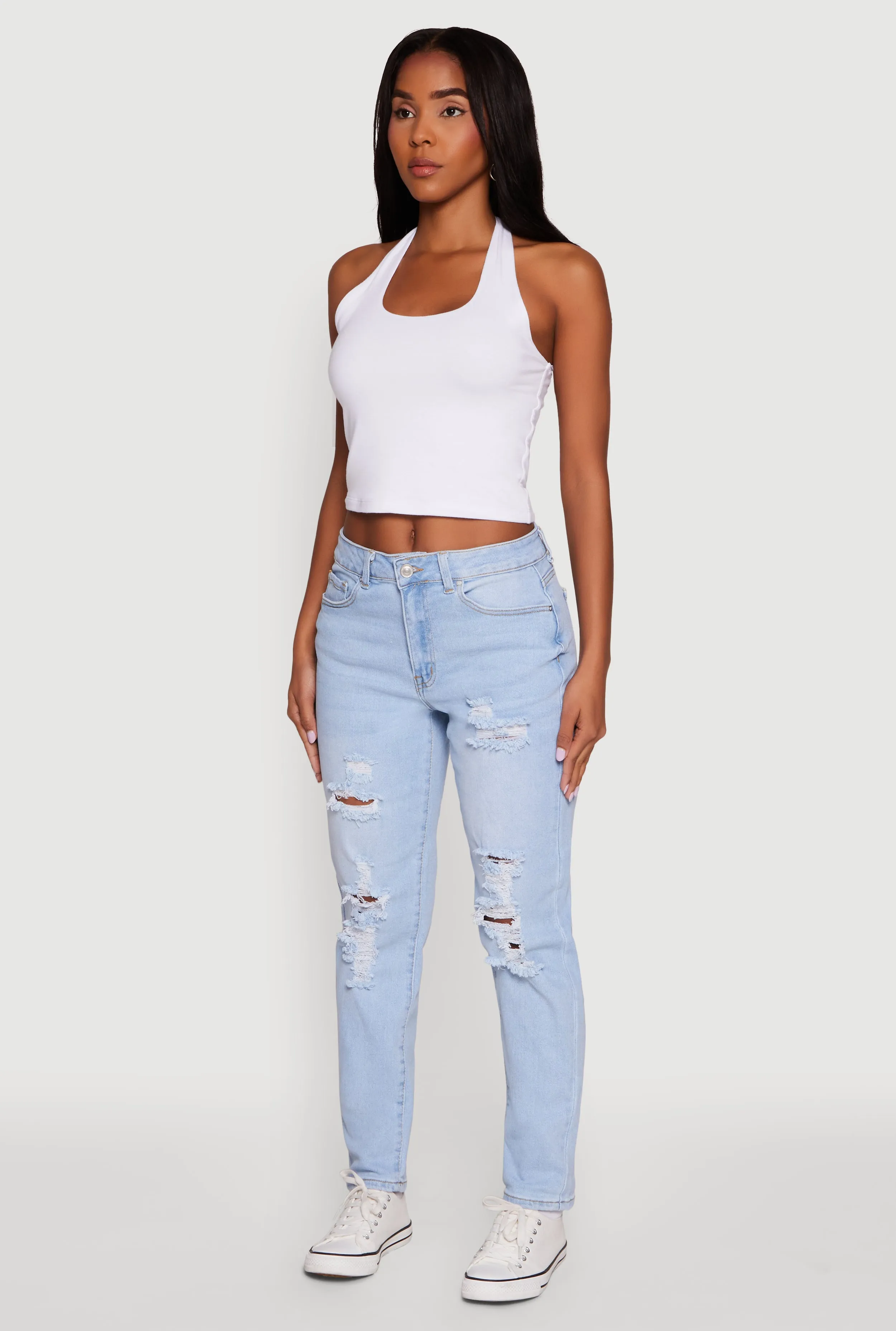 WAX Mid Rise Boyfriend Cut Distressed Jeans sold by Rainbow product image thumbnail 3