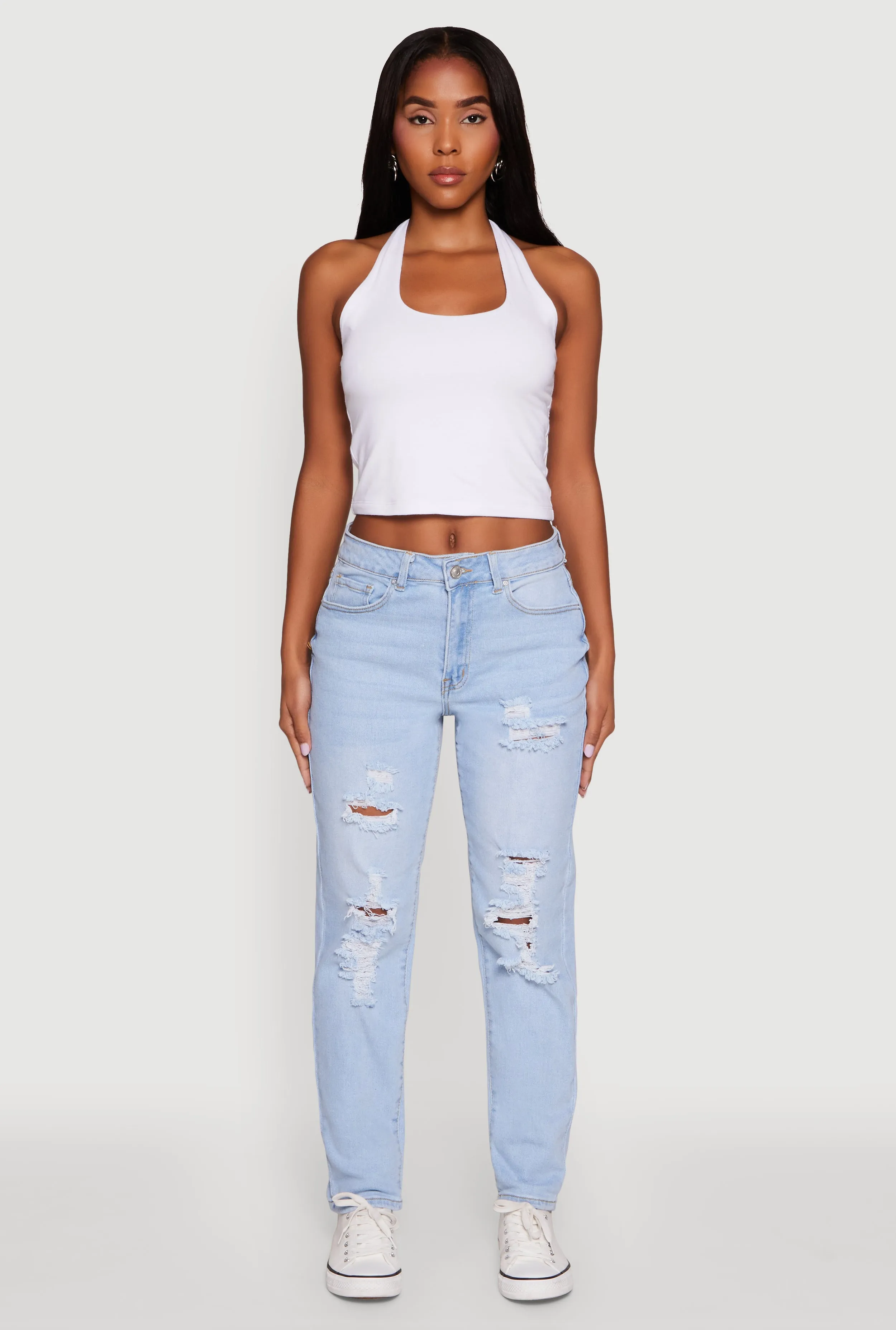 WAX Mid Rise Boyfriend Cut Distressed Jeans sold by Rainbow product image thumbnail 2