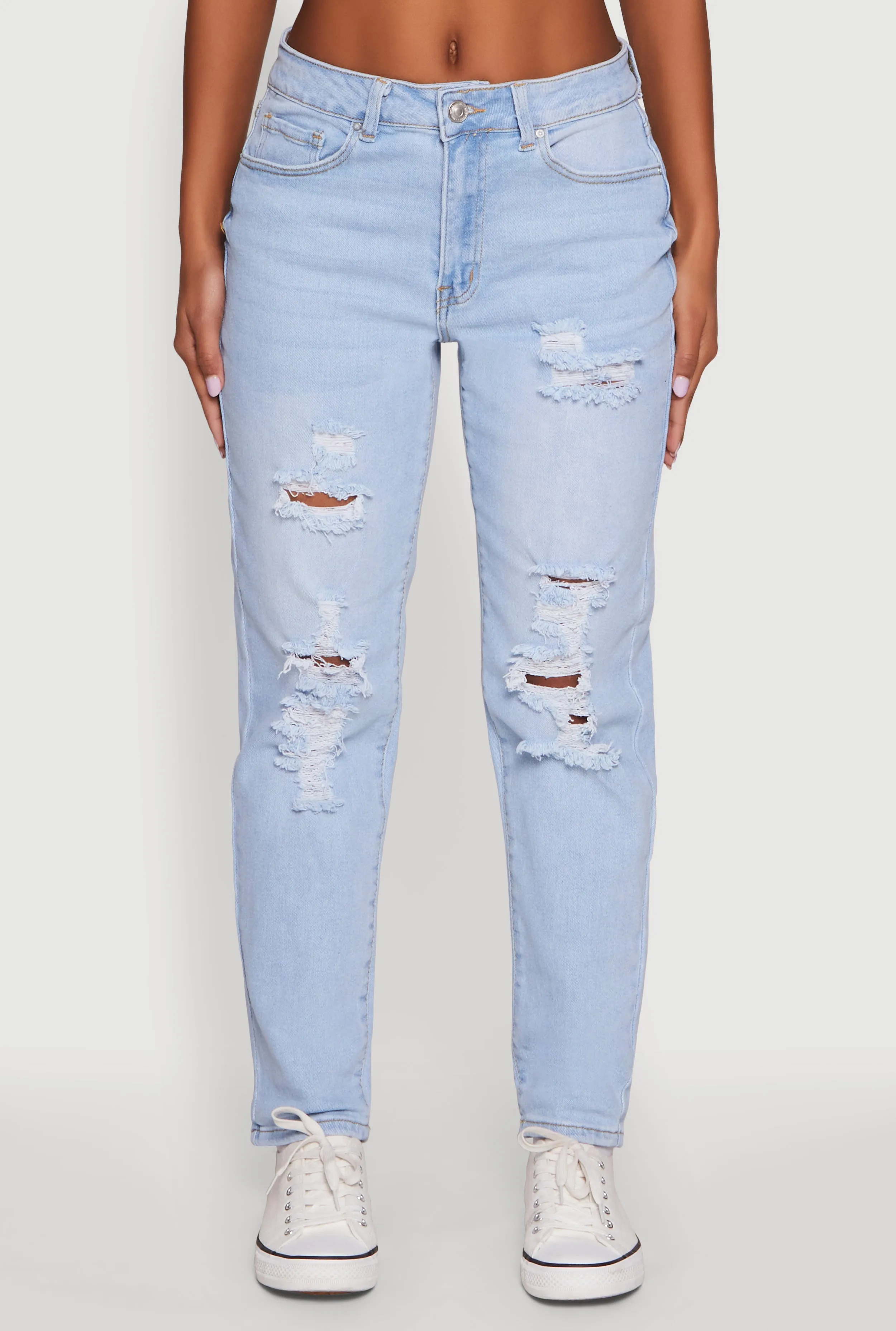 WAX Mid Rise Boyfriend Cut Distressed Jeans sold by Rainbow product image thumbnail 5