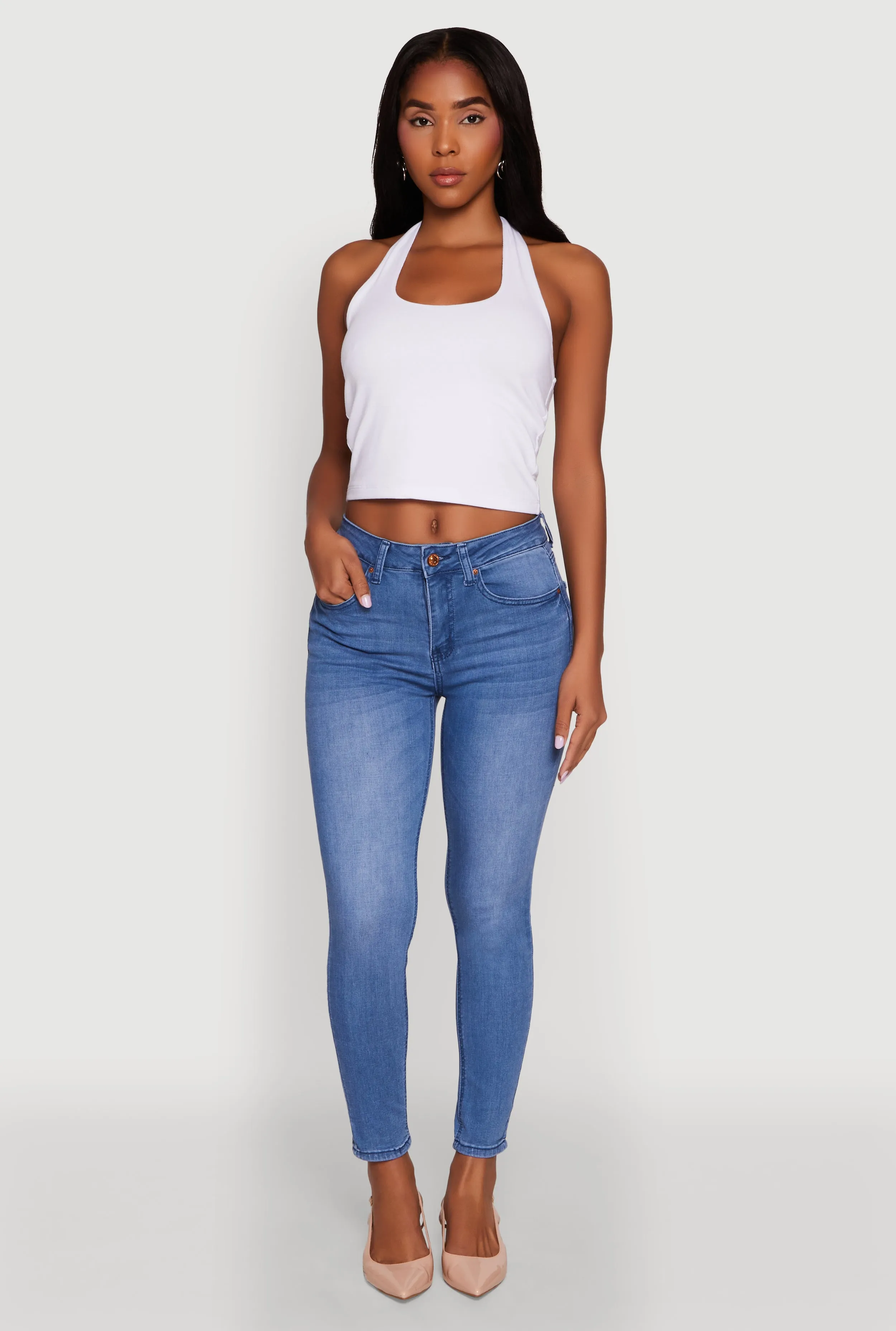 WAX Stretch High Waisted Skinny Ankle Jeans sold by Rainbow
