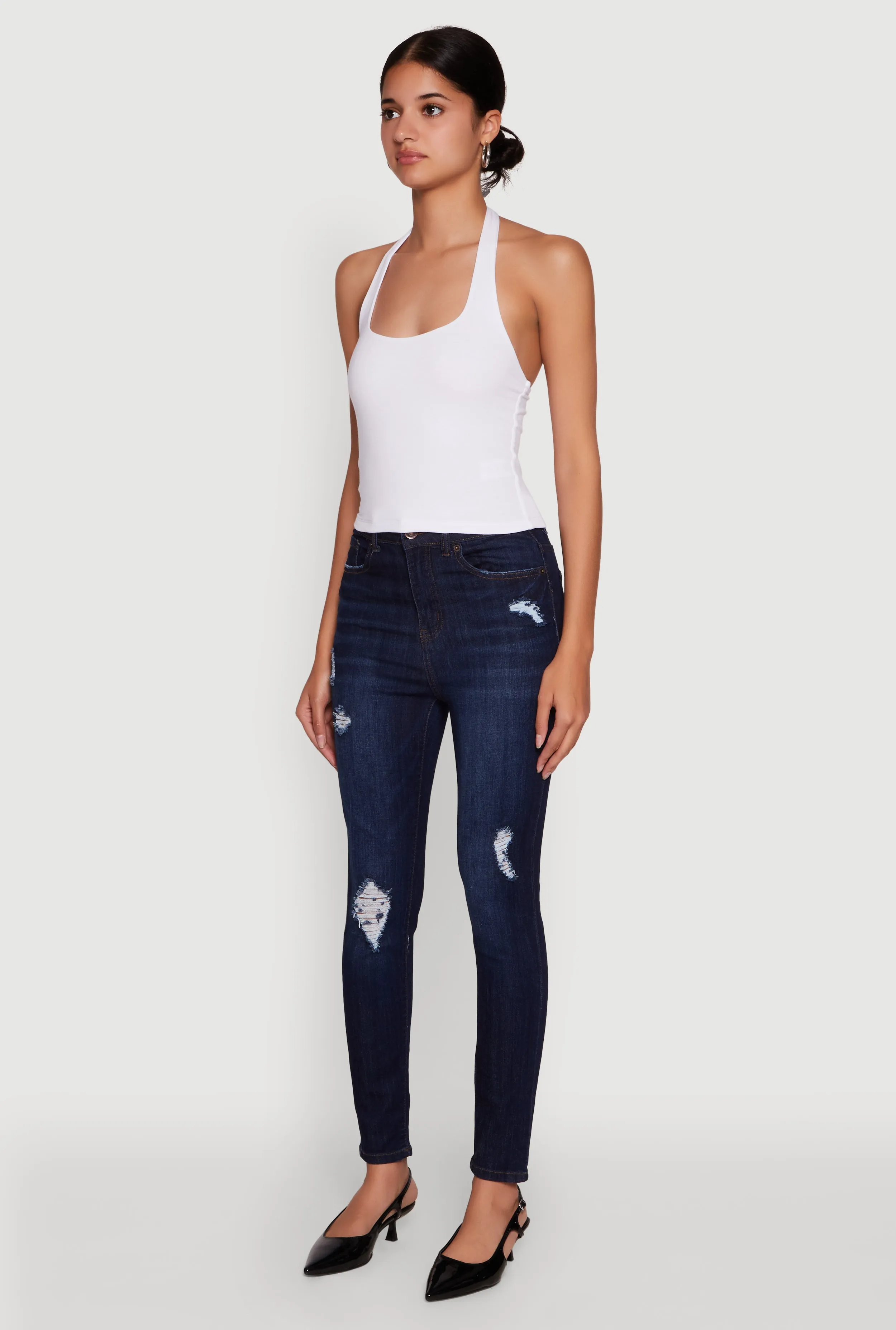 WAX High Waisted Distressed Stretch Skinny Jeans sold by Rainbow product image thumbnail 3