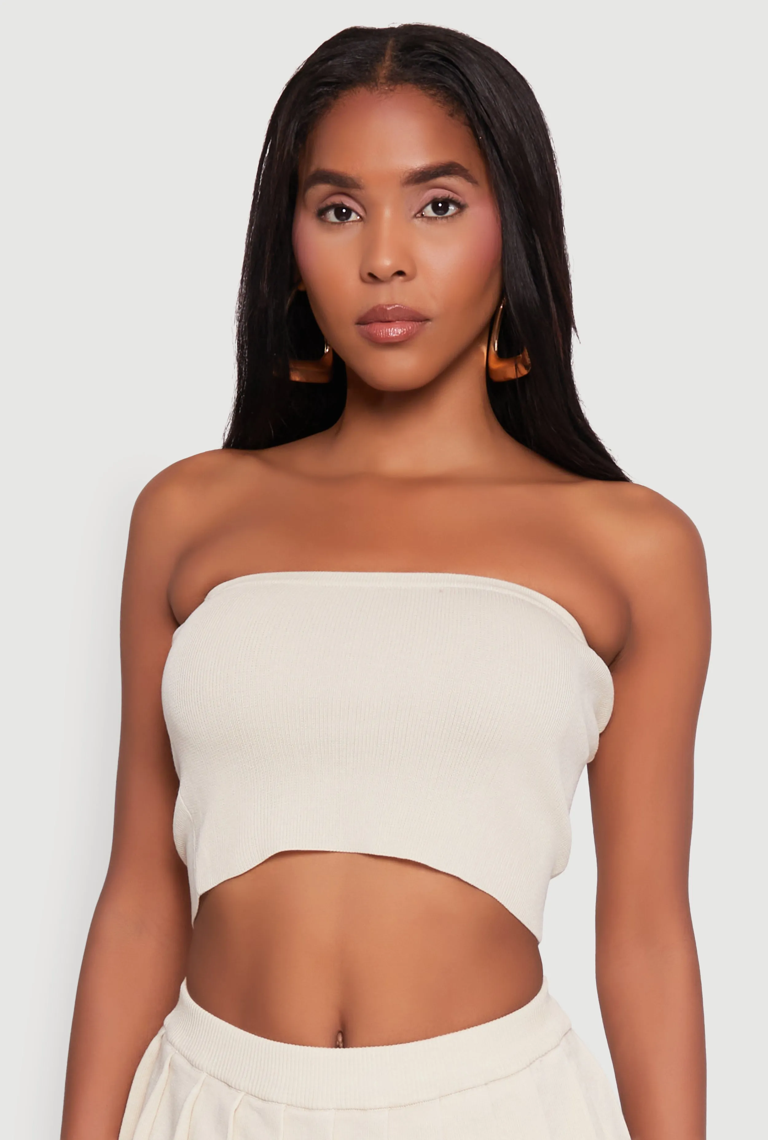 Daisy Rib Knit Cropped Tube Top sold by Rainbow