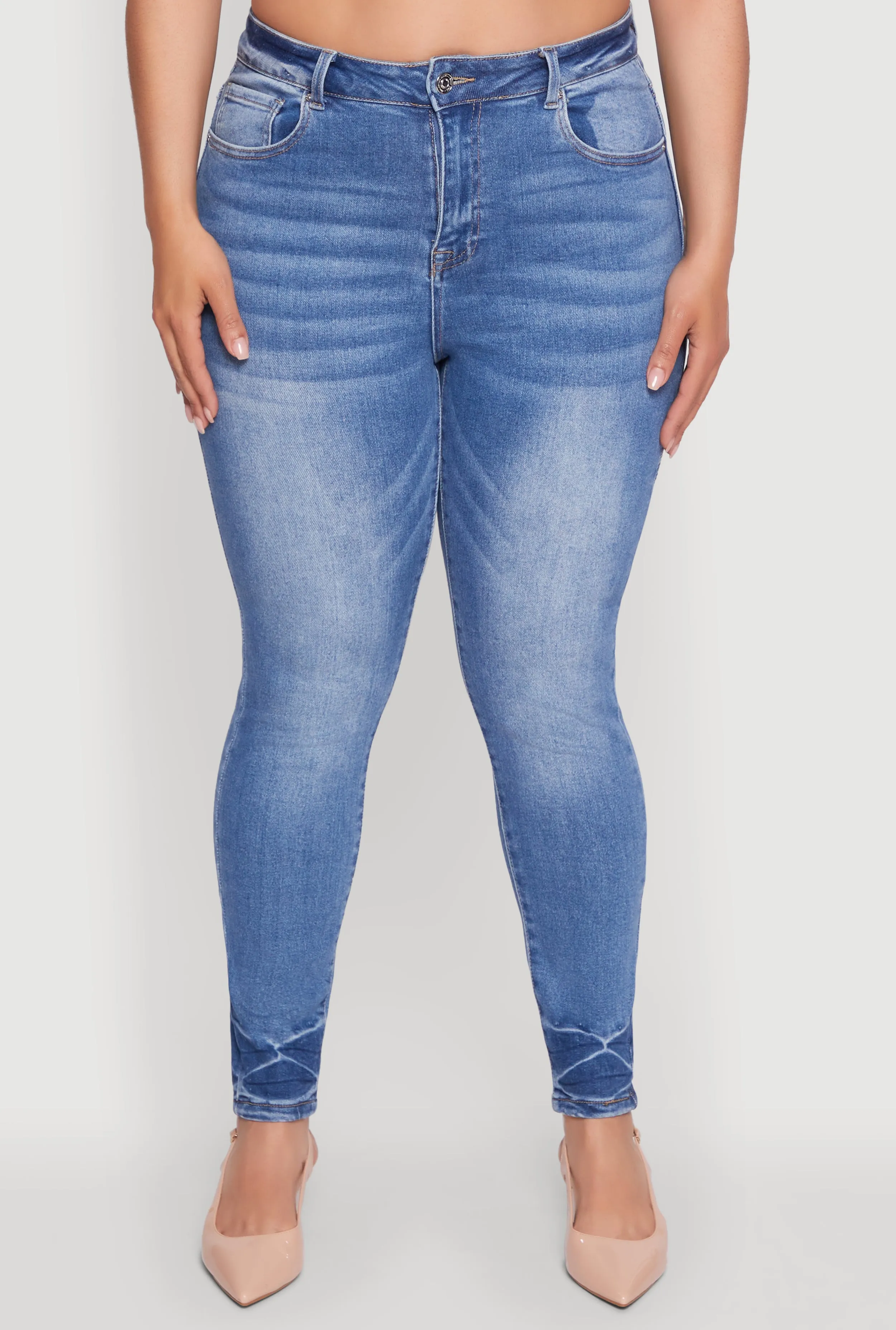 Plus Size WAX Stylish High Waisted Crinkle Hem Skinny Jeans sold by Rainbow product image thumbnail 5