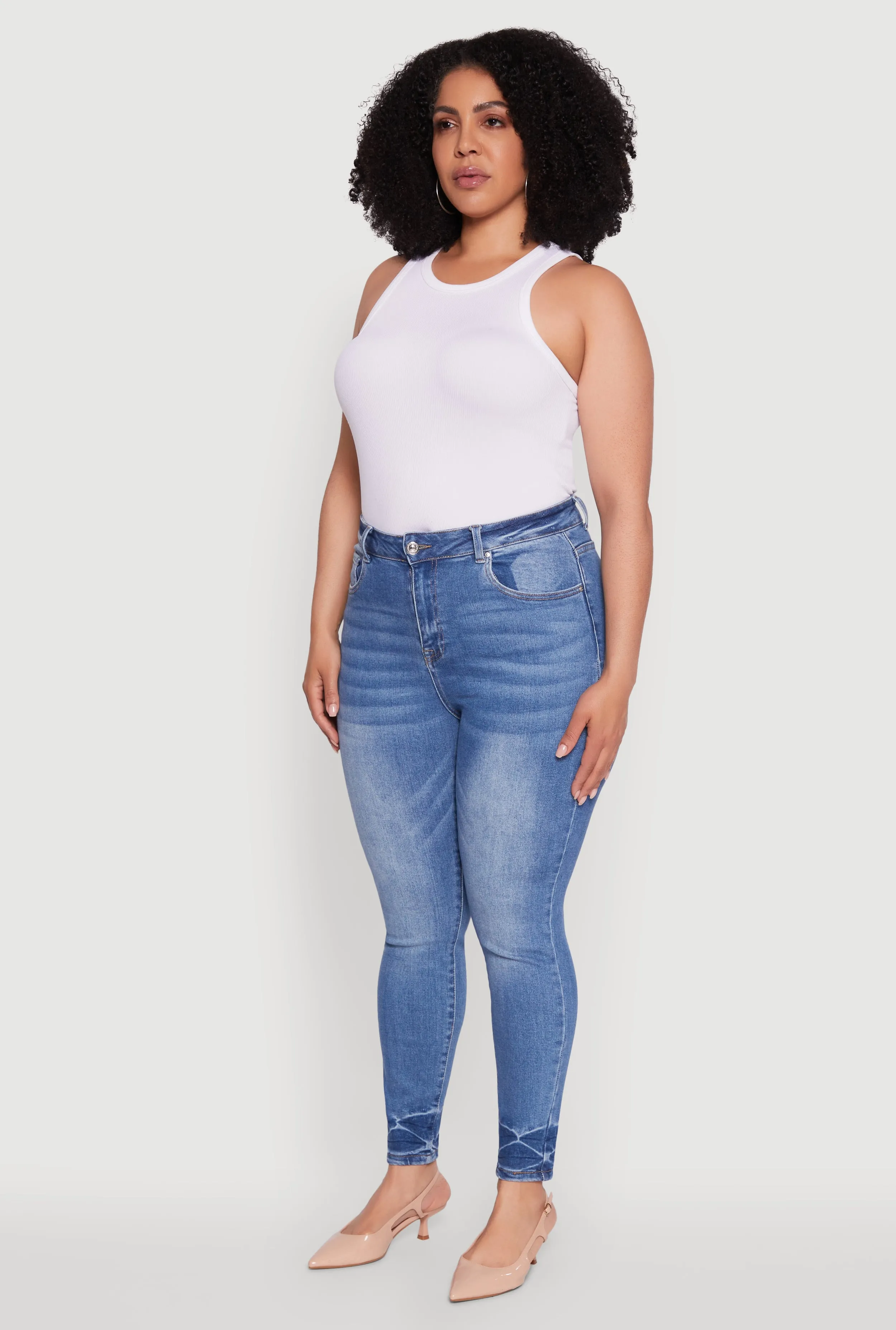 Plus Size WAX Stylish High Waisted Crinkle Hem Skinny Jeans sold by Rainbow product image thumbnail 3