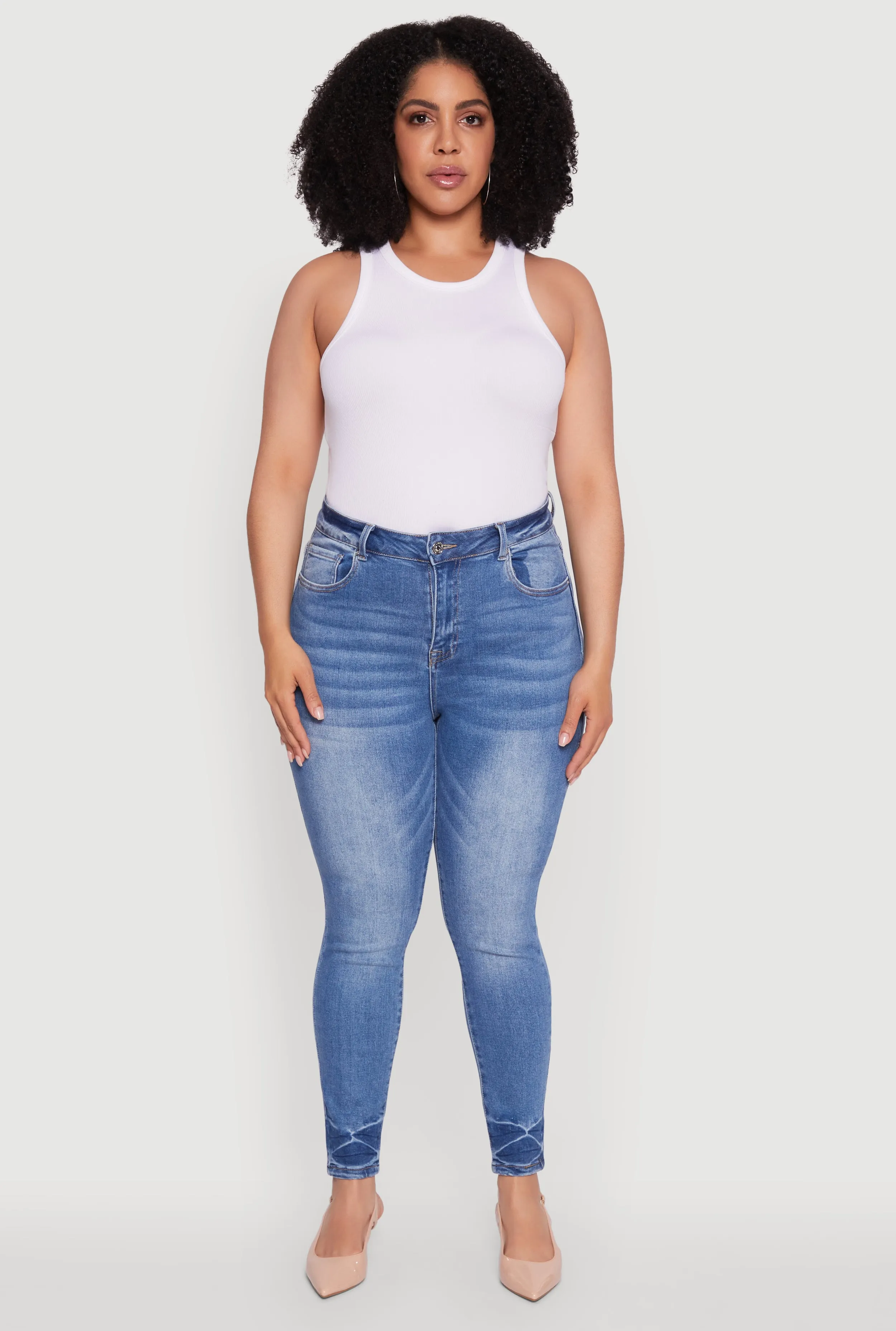 Plus Size WAX Stylish High Waisted Crinkle Hem Skinny Jeans sold by Rainbow product image thumbnail 2