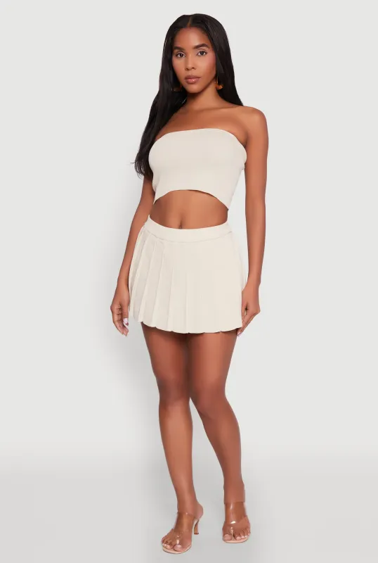 Daisy Rib Knit Pleated Skort sold by Rainbow