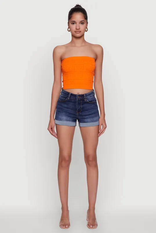 Trendy Greek Key Rib Knit Cropped Tube Top sold by Rainbow