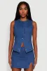 Trendy High Neck Button Front Denim Vest sold by Rainbow