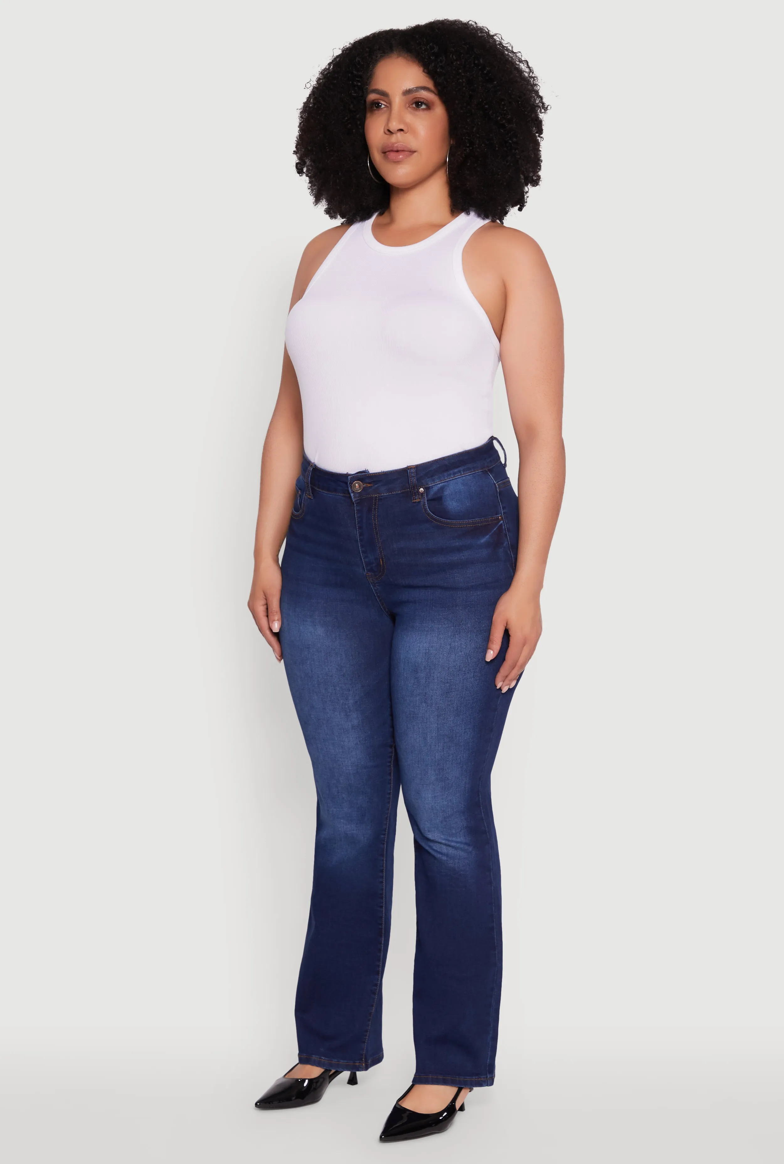 Plus Size WAX High Waisted Whiskered Slim Flared Leg Jeans sold by Rainbow product image thumbnail 3