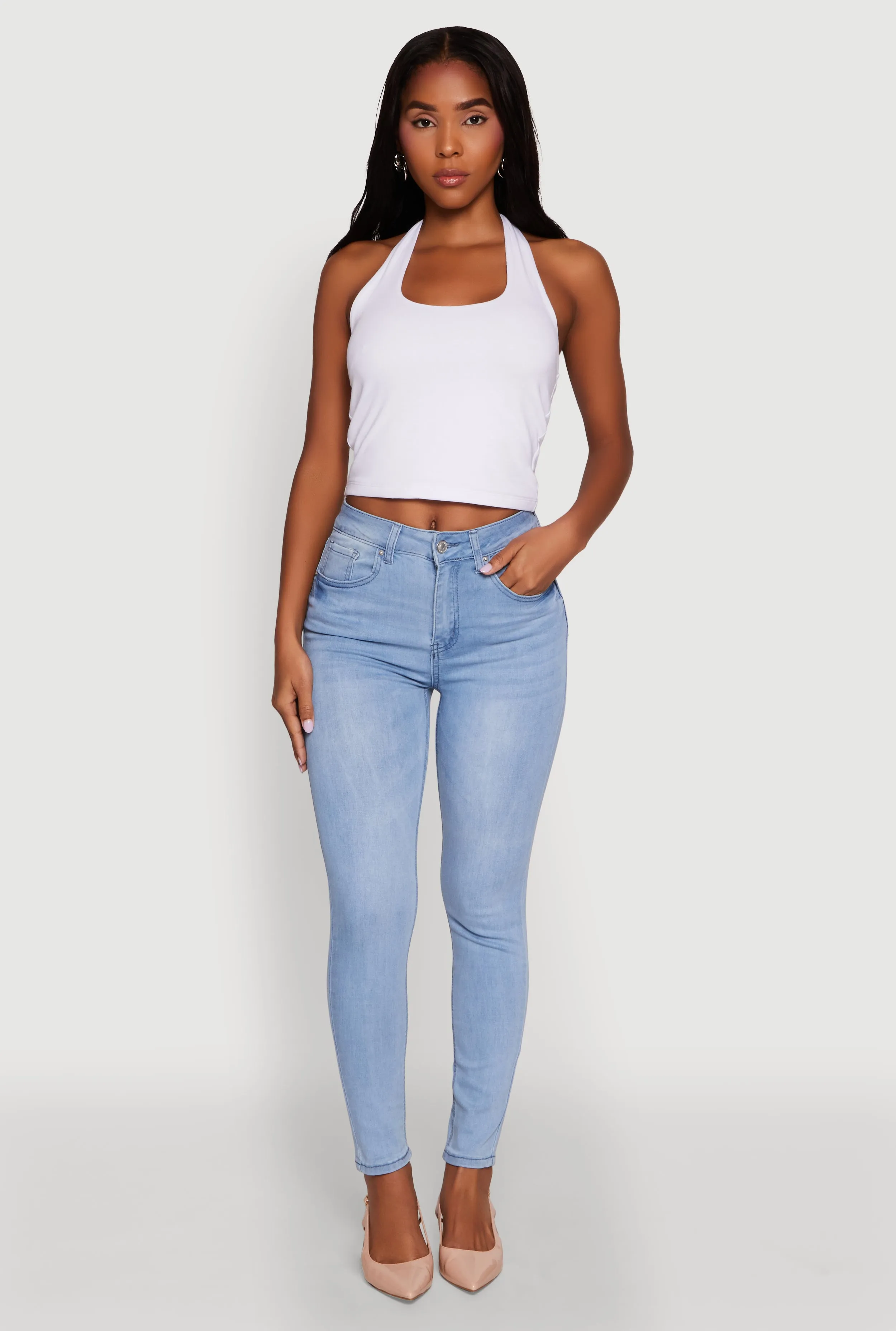 WAX Stretch High Waisted Skinny Ankle Jeans sold by Rainbow