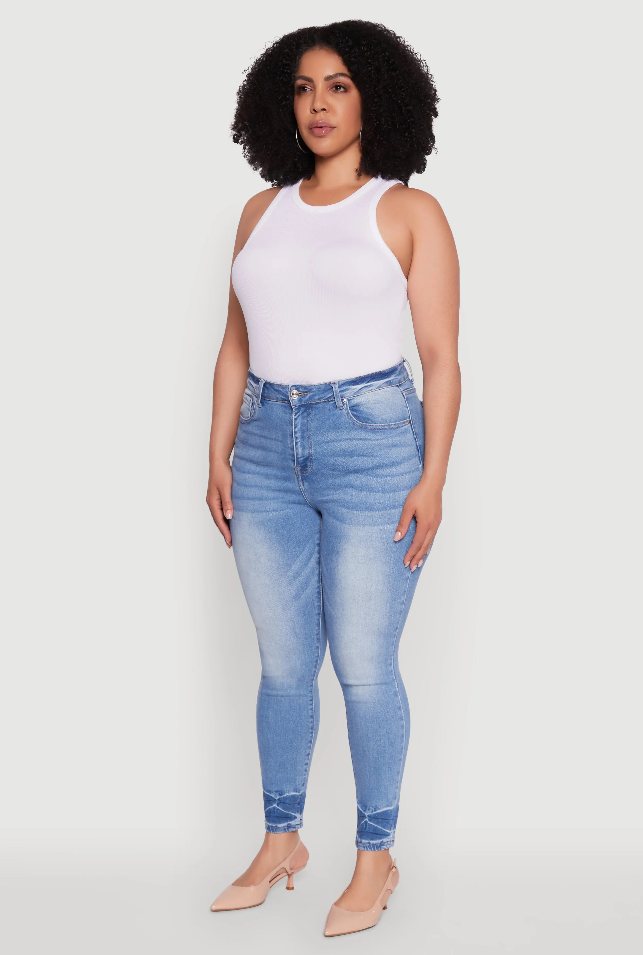 Plus Size WAX Stylish High Waisted Crinkle Hem Skinny Jeans sold by Rainbow product image thumbnail 3