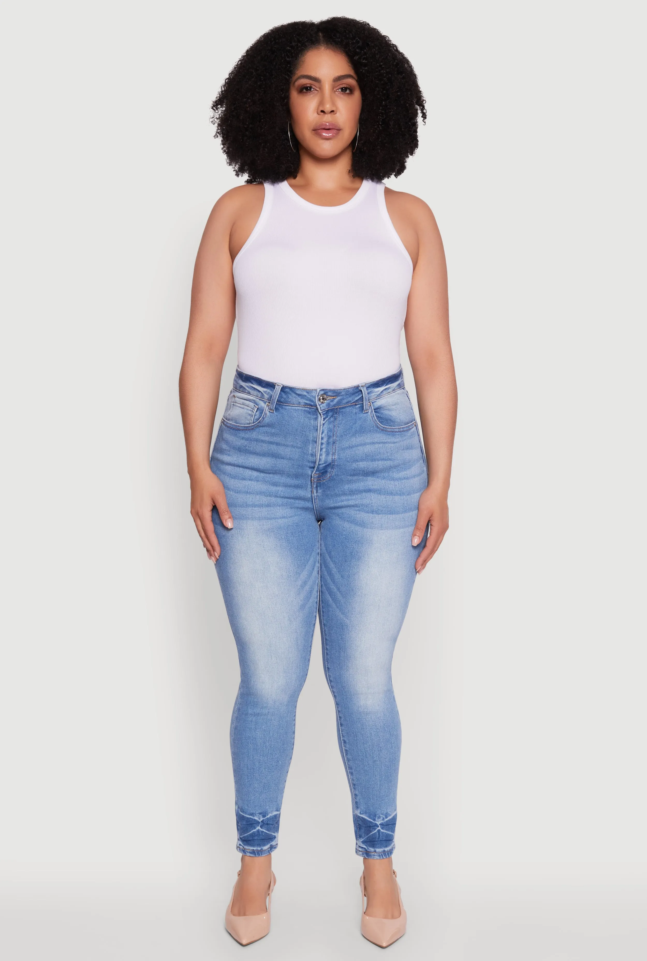 Plus Size WAX Stylish High Waisted Crinkle Hem Skinny Jeans sold by Rainbow product image thumbnail 2