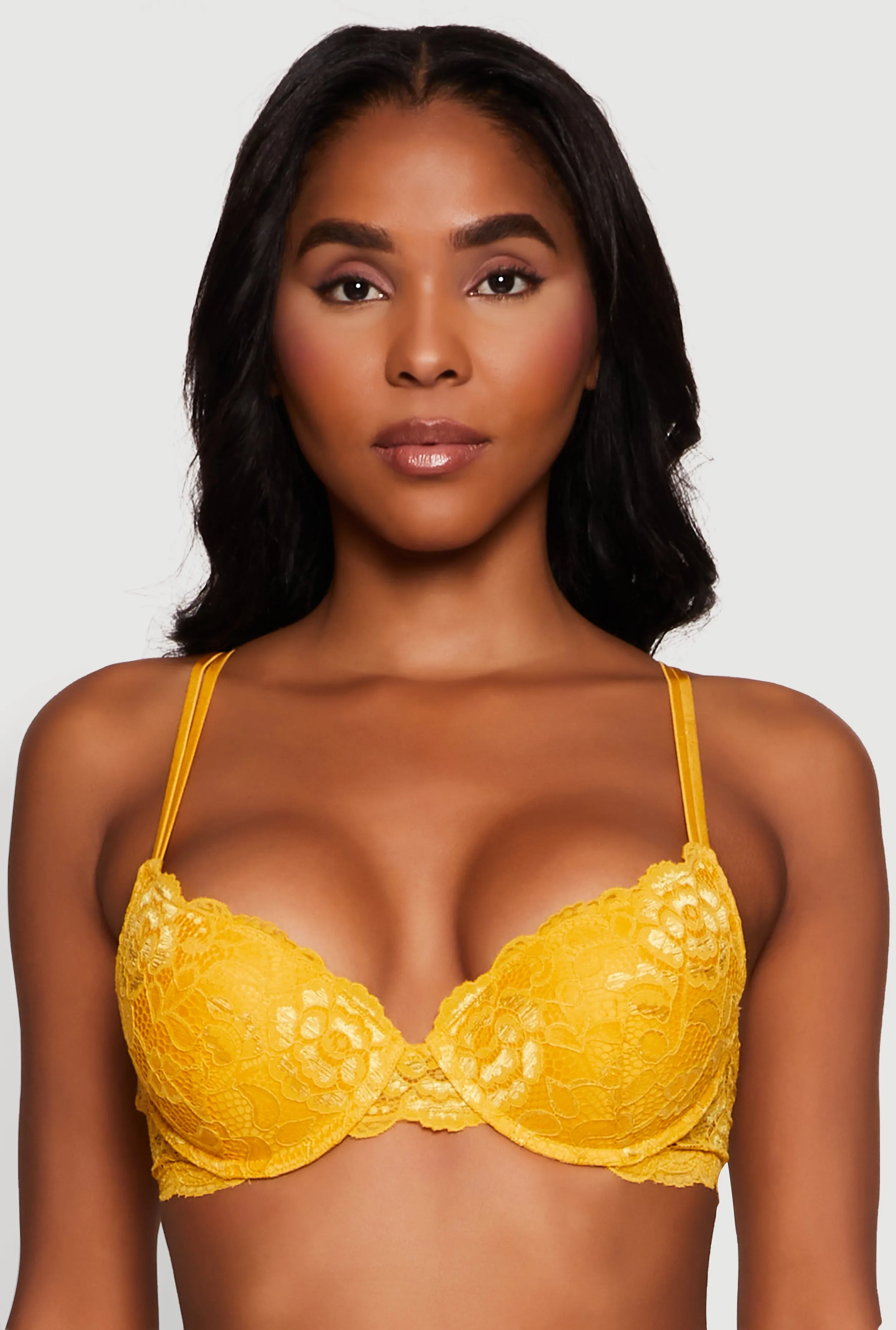 Floral Lace Padded Push Up Bra with Adjustable Straps sold by Rainbow